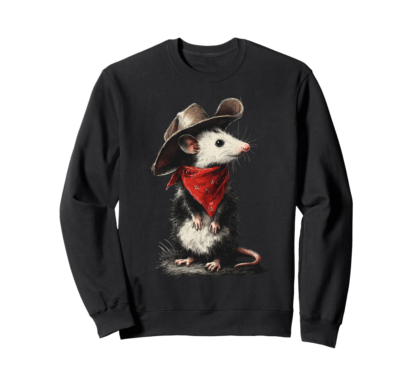 Country Cowboy Opossum Rodeo Sweatshirt - Minimalist Print Men Women - T-Shirt, Sweatshirt, Hoodie