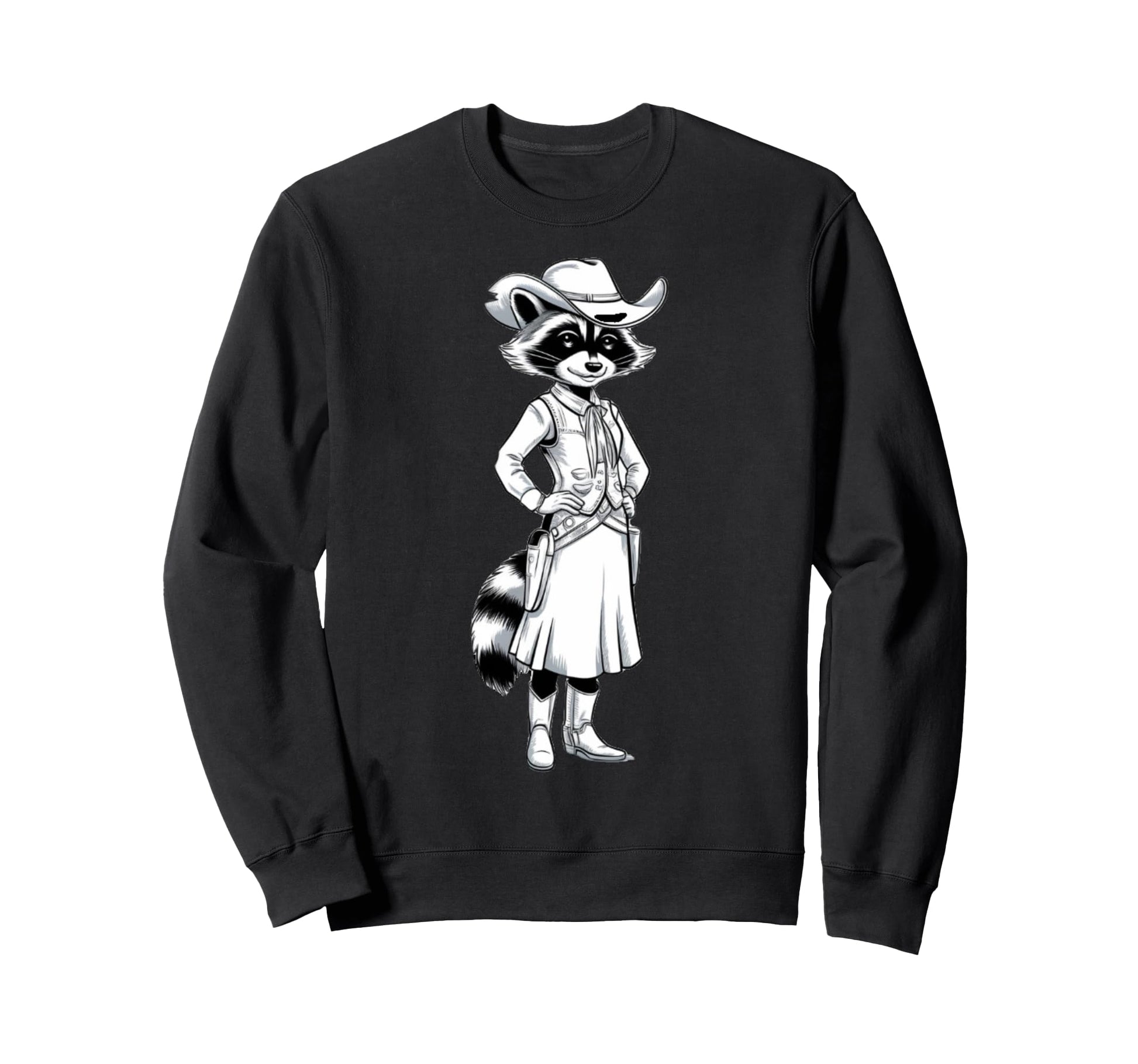 Howdy Cowboy Raccoon Western Charm Sweatshirt - Unique Graphic for Adults - T-Shirt, Sweatshirt, Hoodie