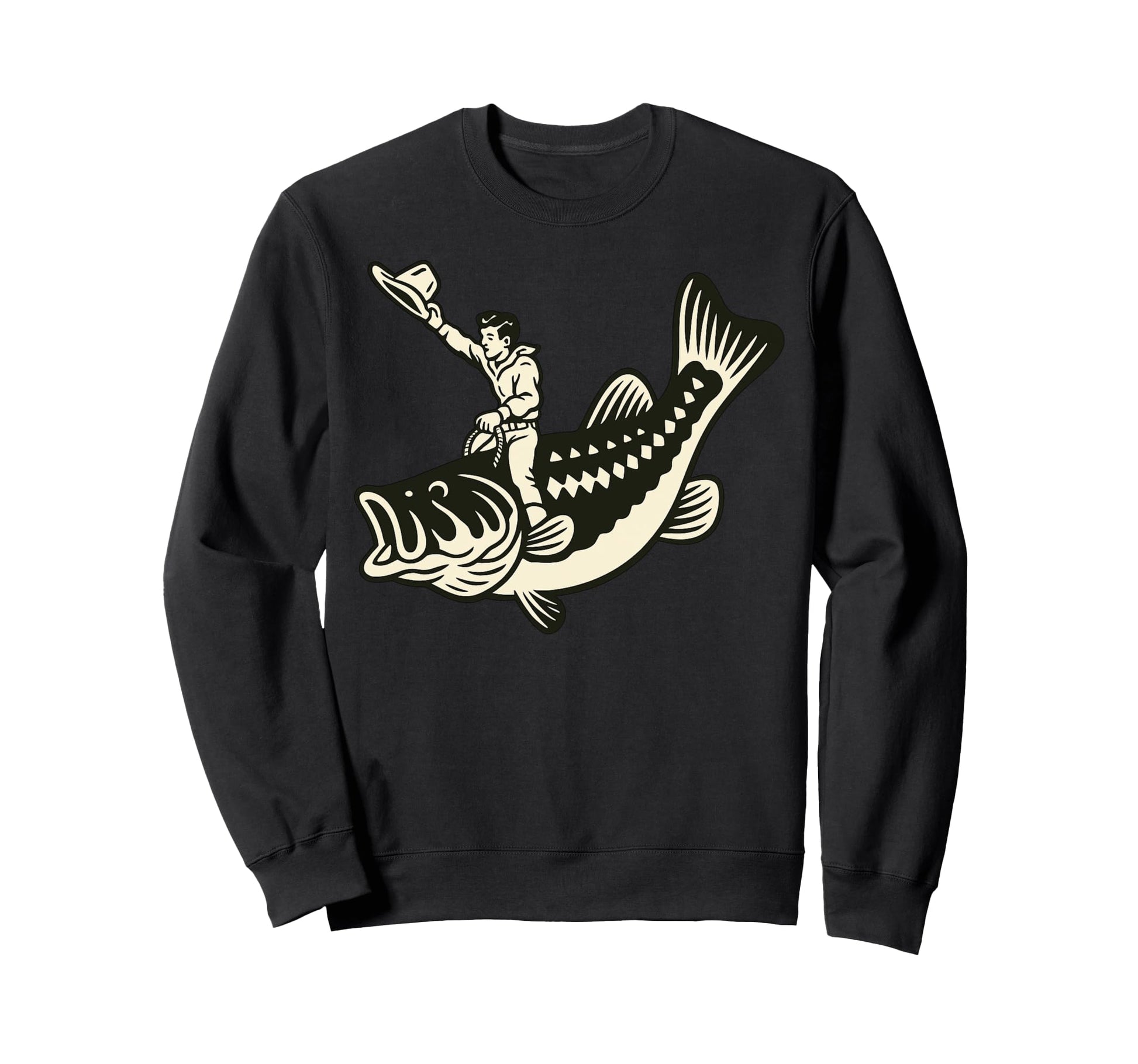 Big Bass Rodeo Cowboy Western Sweatshirt - Fun Novelty Design Men Women - T-Shirt, Sweatshirt, Hoodie