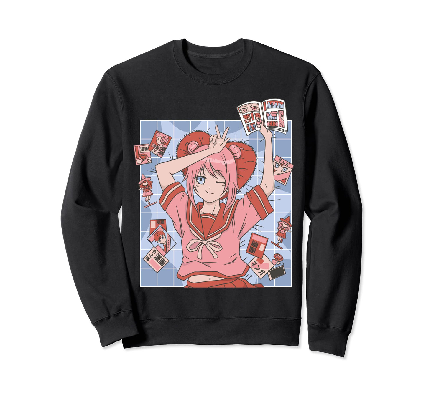 Gothic Vaporwave Pastel Anime Sweatshirt - Custom Art Print for Adults - T-Shirt, Sweatshirt, Hoodie