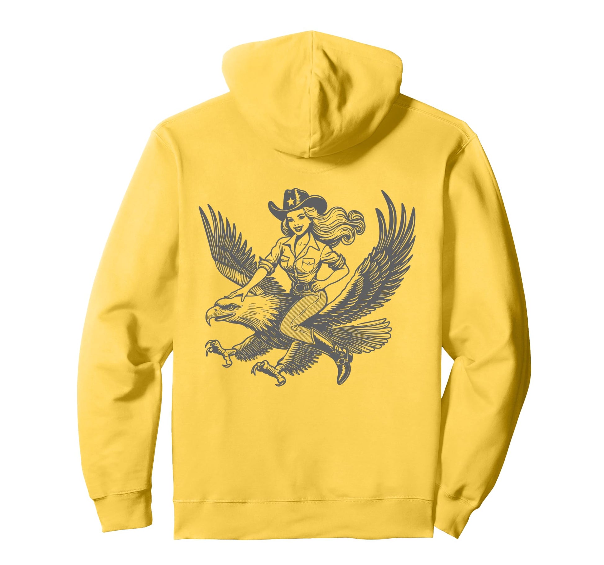 Funny Western Cowboy Cowgirl Riding Eagle Hoodie - Graphic Print Men Women - T-Shirt, Sweatshirt, Hoodie