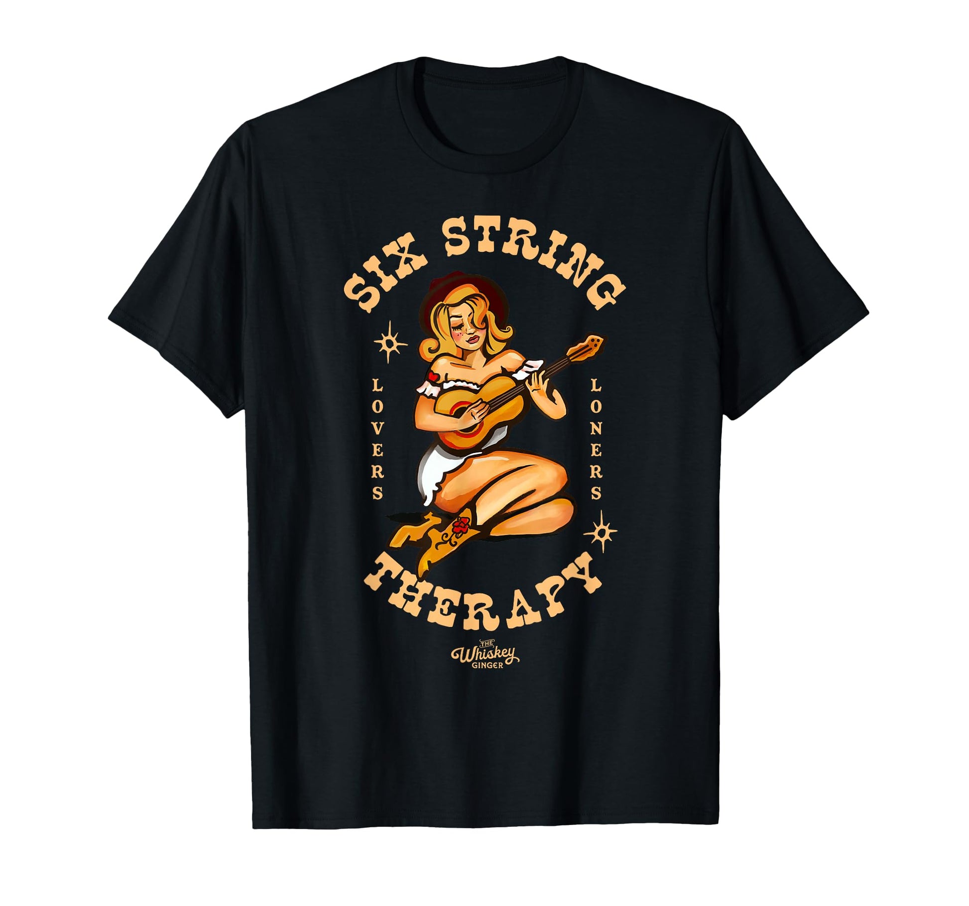 Six String Therapy Funny Guitar Pinup T-Shirt - Novelty Apparel Men Women - T-Shirt, Sweatshirt, Hoodie