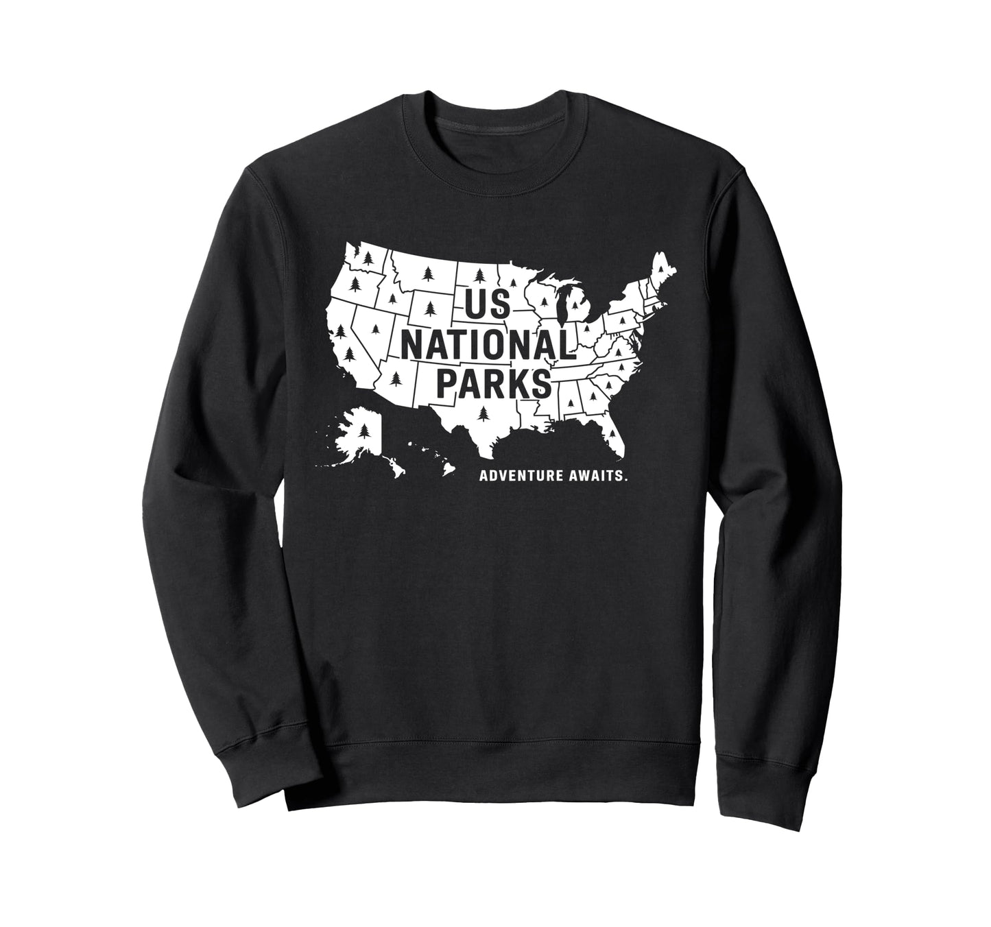 U S National Parks Map Sweatshirt - Casual Everyday Wear Men Women - T-Shirt, Sweatshirt, Hoodie