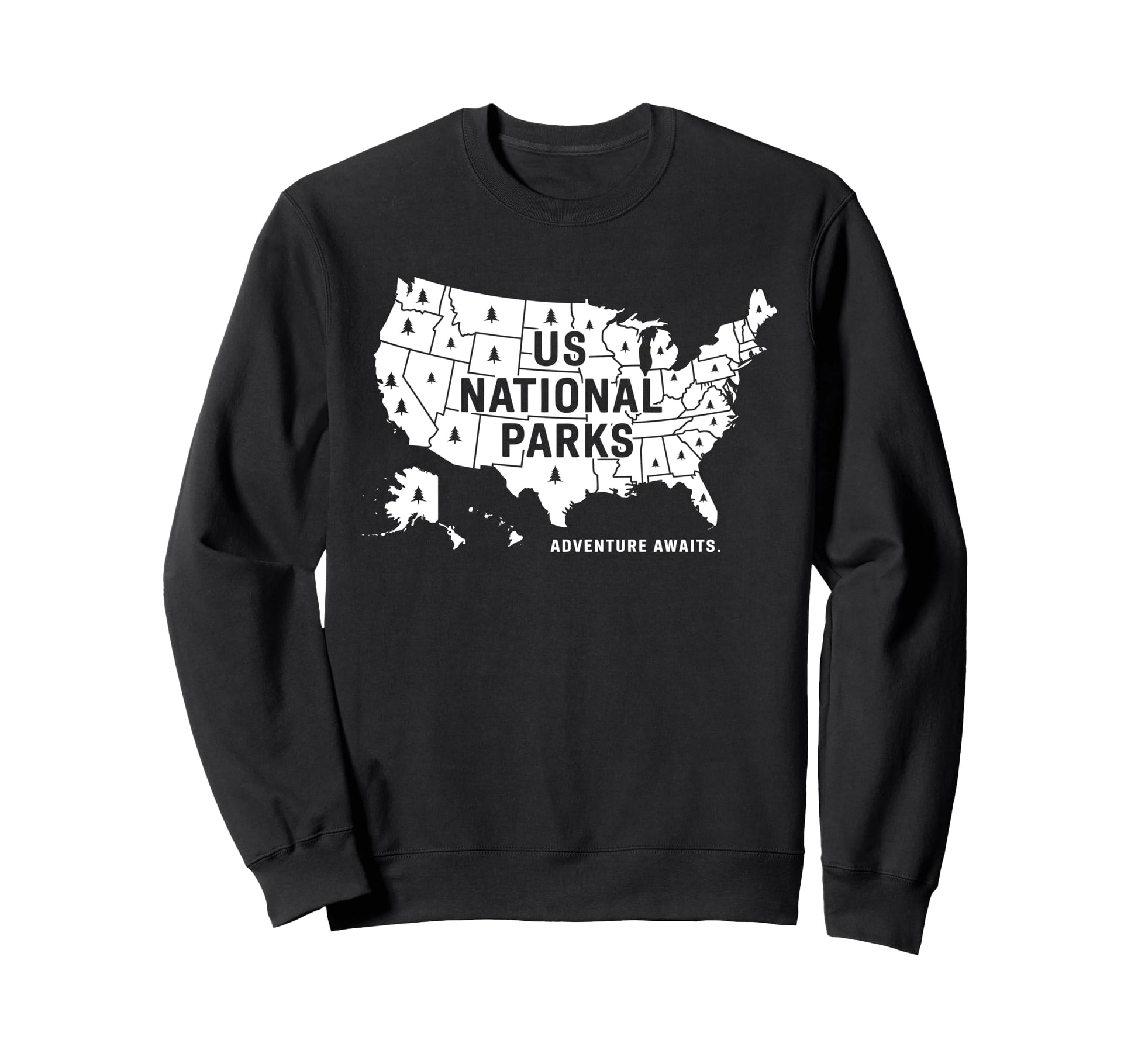 U S National Parks Map Adventure Sweatshirt - Custom Art Print Men Women - T-Shirt, Sweatshirt, Hoodie