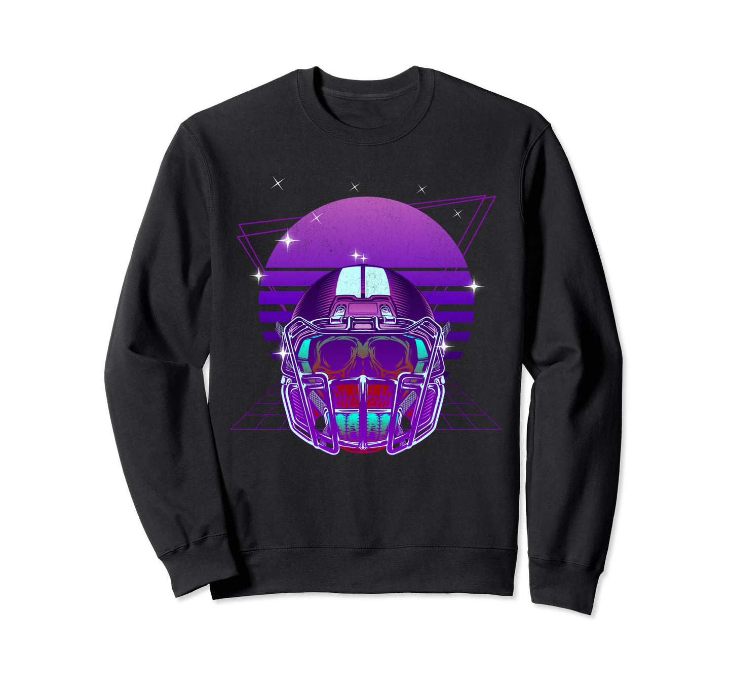 Synthwave Vaporwave Sunset Skull Sweatshirt - Custom Art Print for Adults - T-Shirt, Sweatshirt, Hoodie