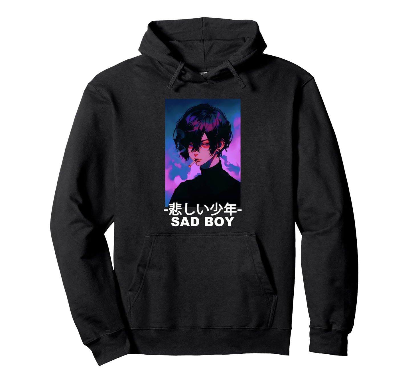 Sad Anime Aesthetic Vaporwave Anime Hoodie - Trendy Graphic Men Women - T-Shirt, Sweatshirt, Hoodie