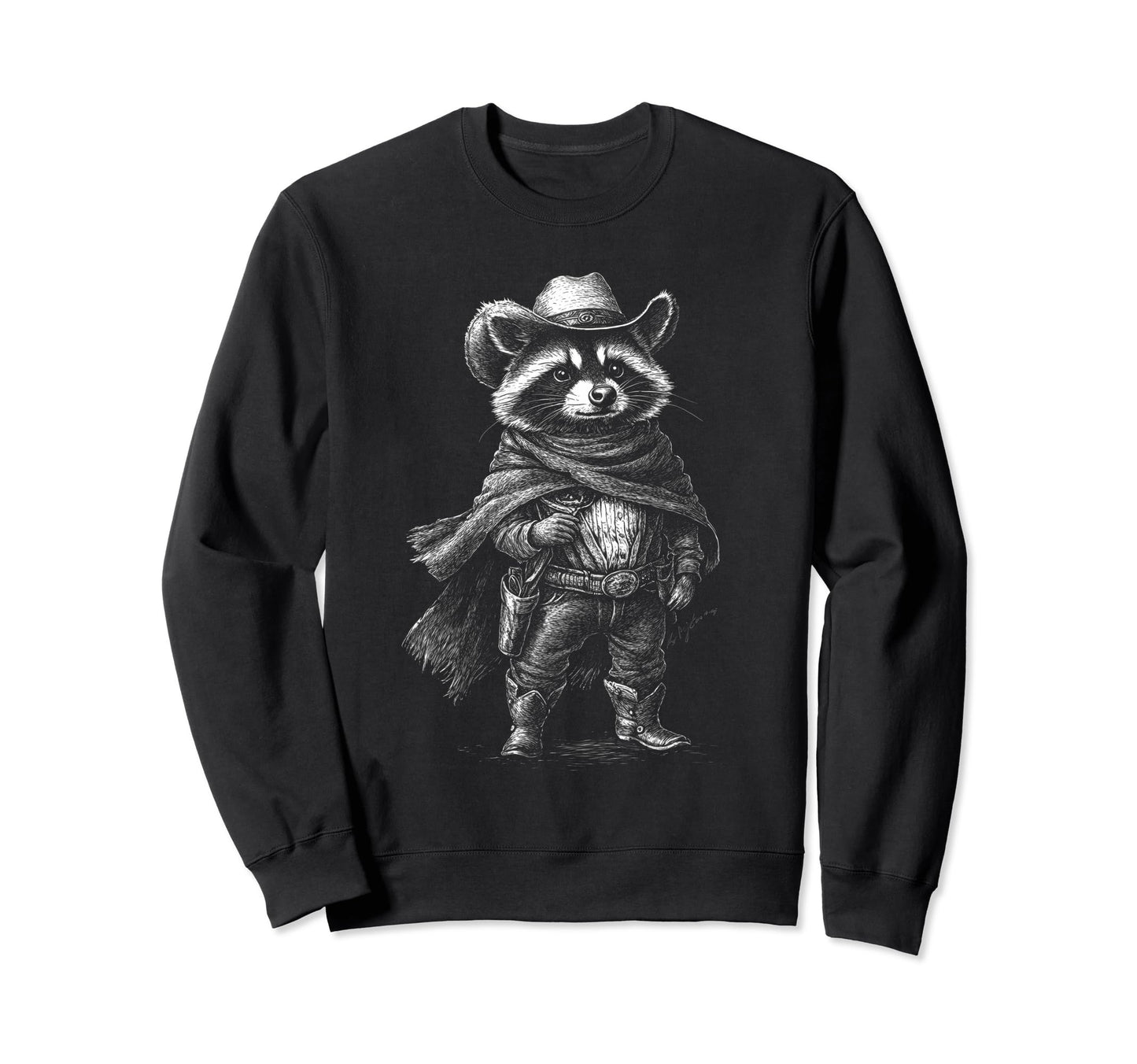 Raccoon Cowboy Cowgirl Trash Panda Sweatshirt - Fun Novelty Design Unisex - T-Shirt, Sweatshirt, Hoodie