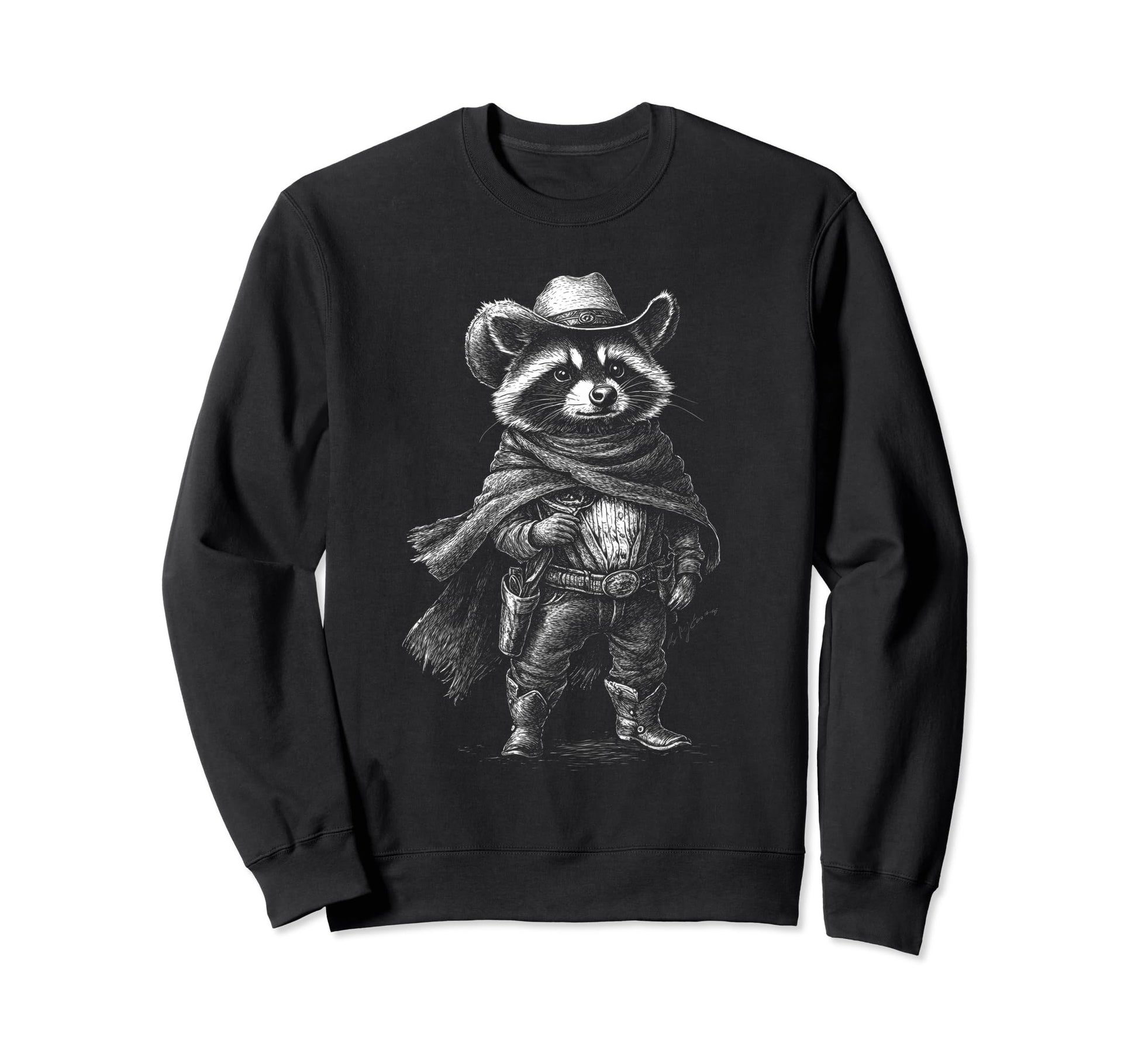 Raccoon Cowboy Cowgirl Trash Panda Sweatshirt - Fun Novelty Design Unisex - T-Shirt, Sweatshirt, Hoodie