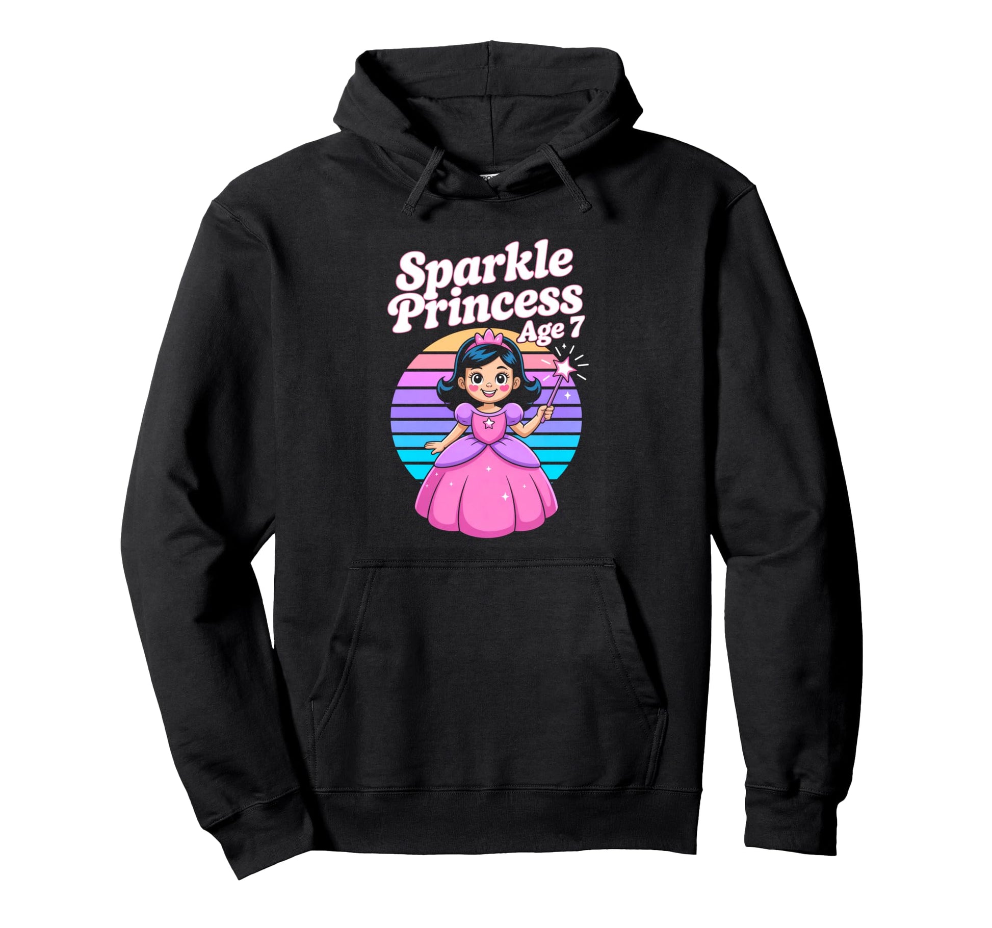 Sparkle Princess Age 7 Birthday Rainbow Hoodie - Novelty Apparel Men Women - T-Shirt, Sweatshirt, Hoodie