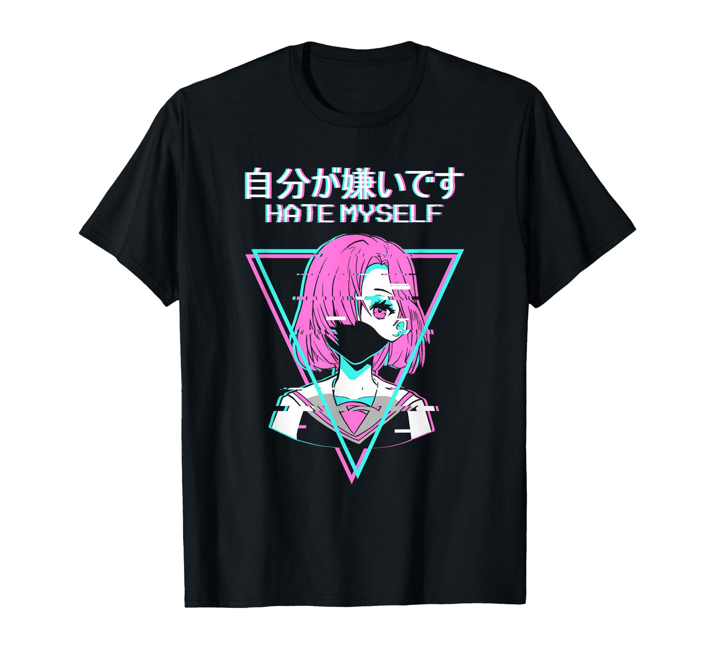 Hate Myself Anime Japanese Vaporwave T-Shirt - Novelty Apparel for Adults - T-Shirt, Sweatshirt, Hoodie
