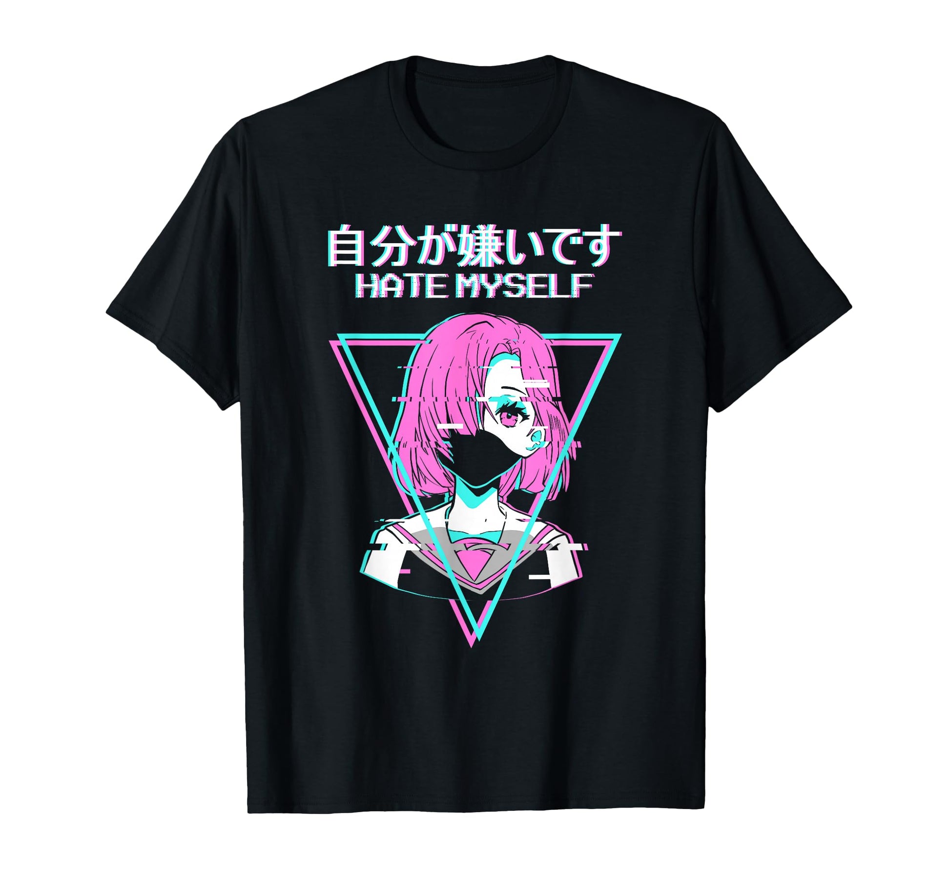 Hate Myself Anime Japanese Vaporwave T-Shirt - Novelty Apparel for Adults - T-Shirt, Sweatshirt, Hoodie