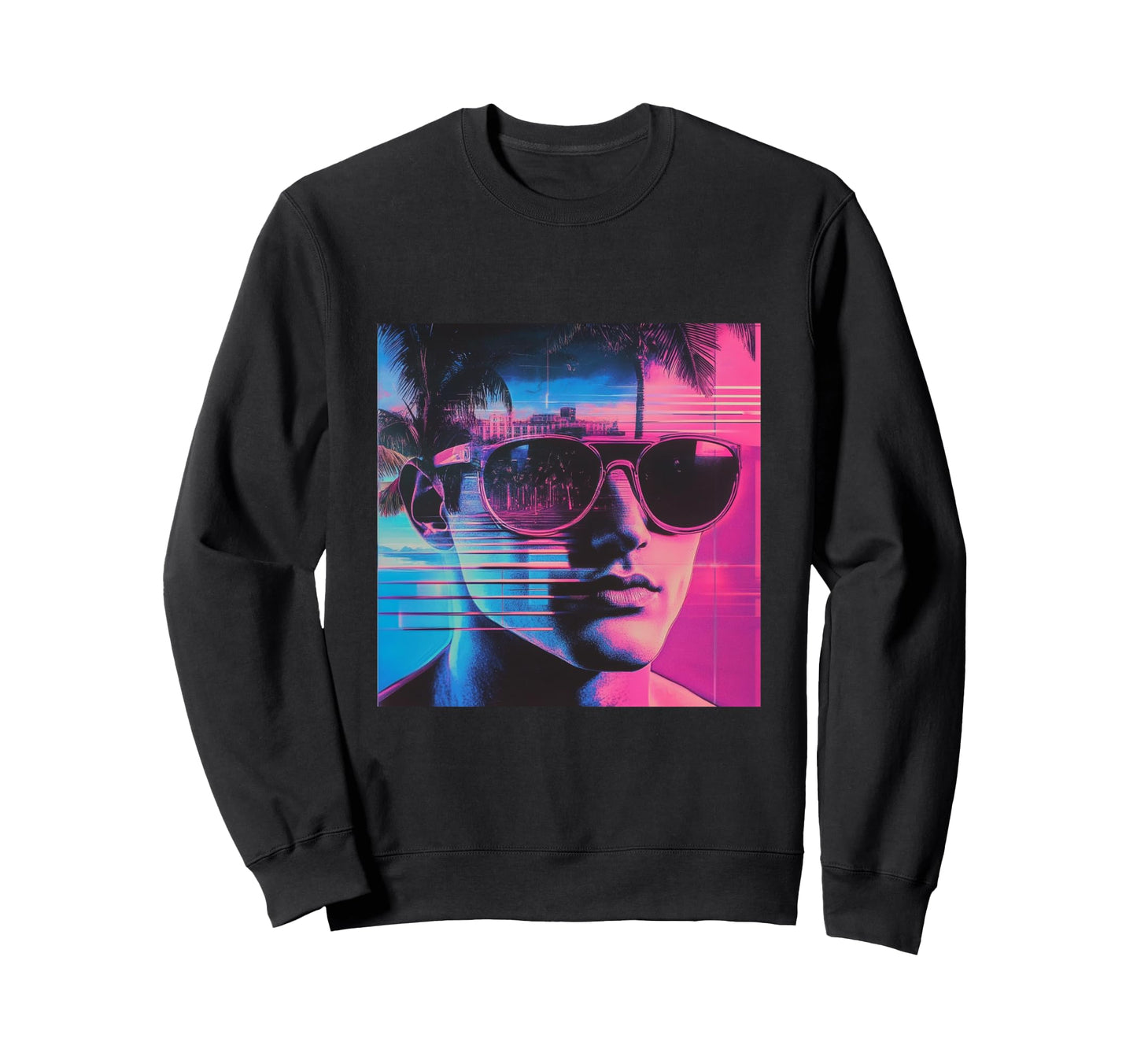 80S Aesthetic Vaporwave Sunglasses Sweatshirt - Graphic Print Unisex - T-Shirt, Sweatshirt, Hoodie
