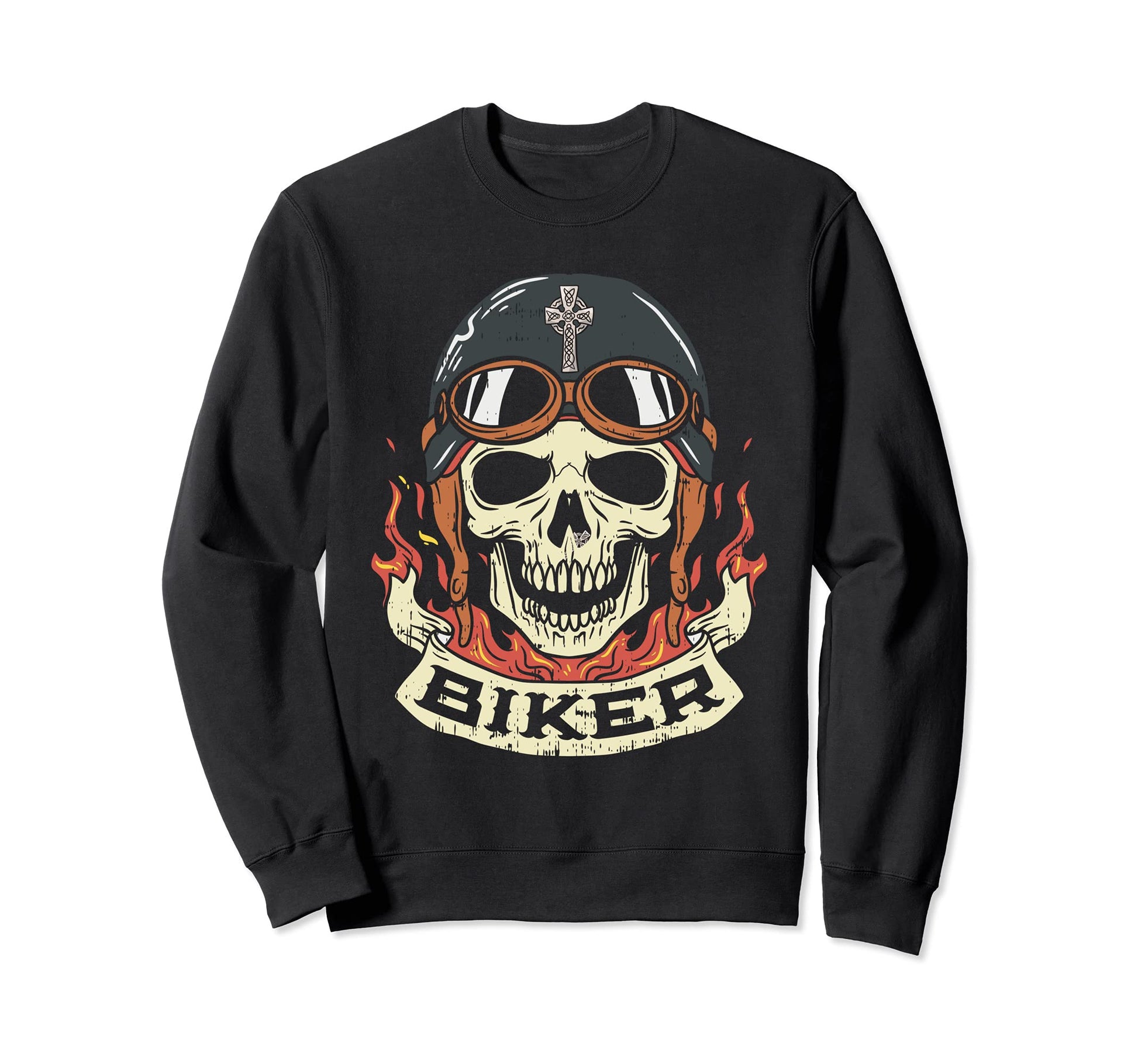 Motorcycle Biker Skull Biker Sweatshirt - Custom Art Print Unisex - T-Shirt, Sweatshirt, Hoodie