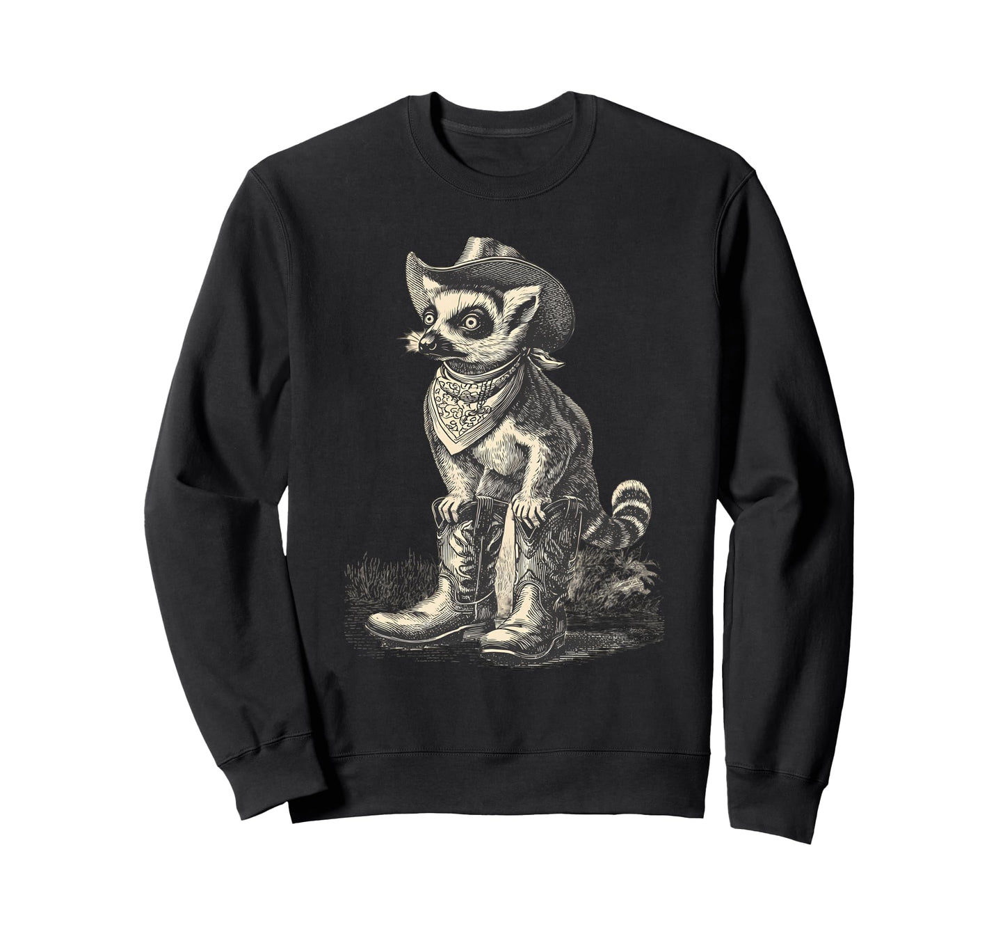 Lemur Cowboy Rodeo Cowgirl Sweatshirt - Minimalist Print for Adults - T-Shirt, Sweatshirt, Hoodie