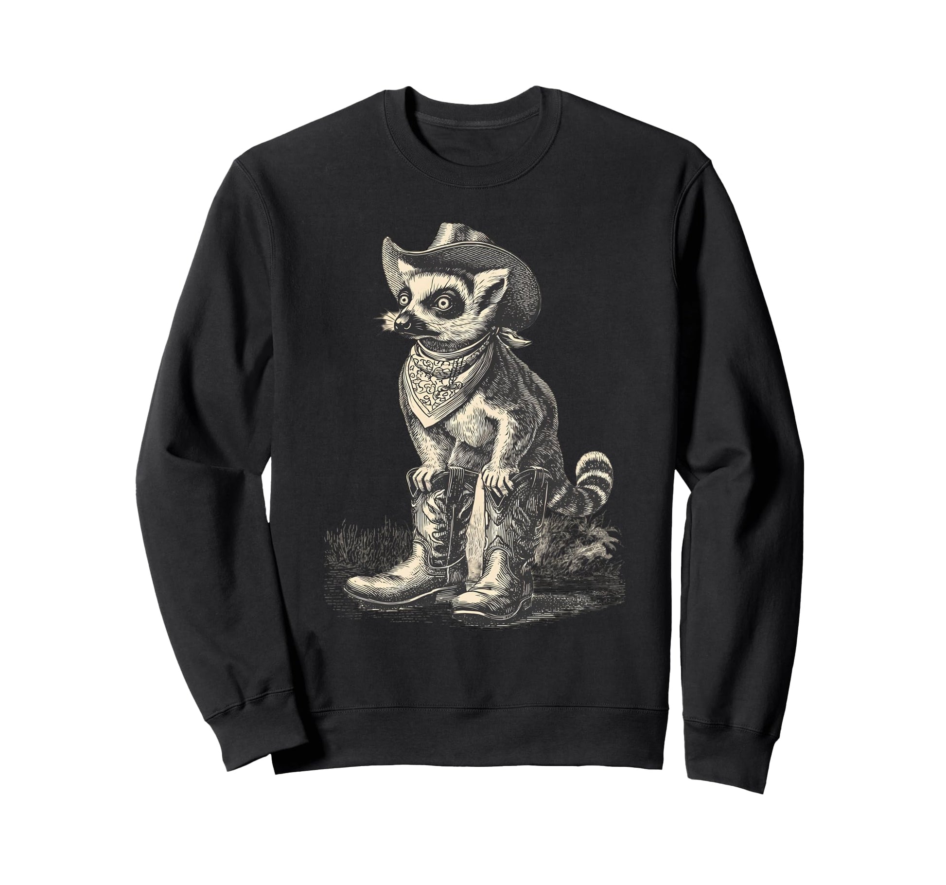 Lemur Cowboy Rodeo Cowgirl Sweatshirt - Minimalist Print for Adults - T-Shirt, Sweatshirt, Hoodie