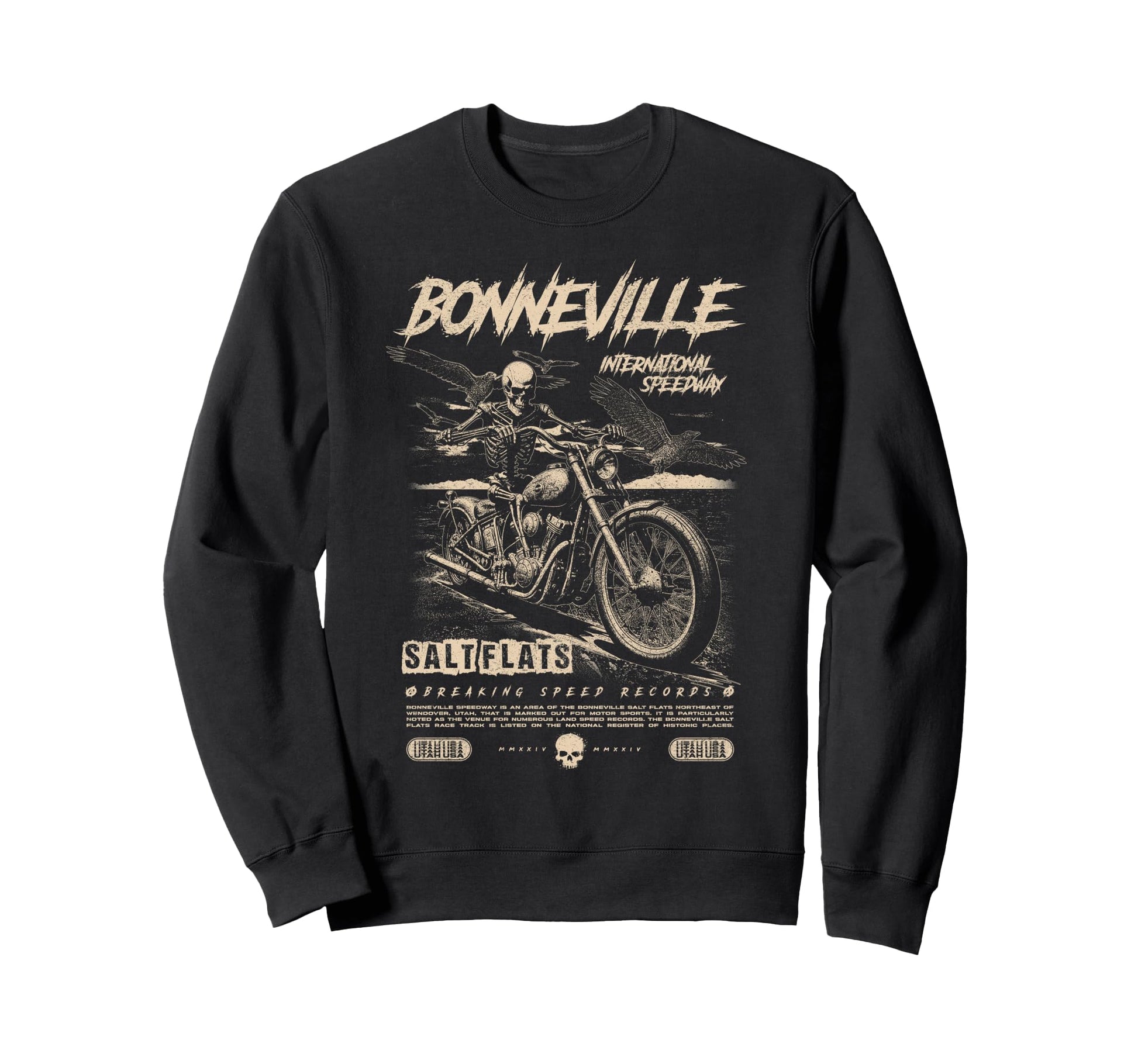Bonneville Salt Flats Motorcycle Sweatshirt - Unique Graphic Men Women - T-Shirt, Sweatshirt, Hoodie