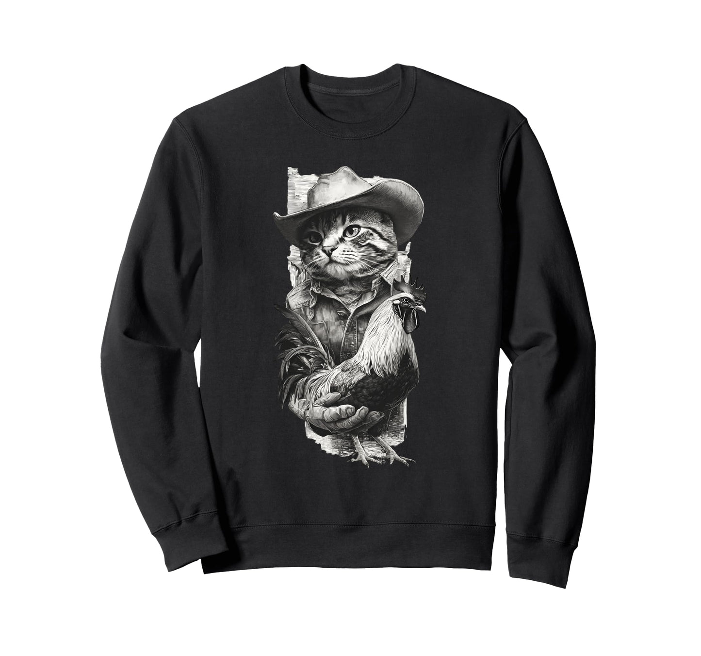 Cat Cowboy Western Country Cowgirl Sweatshirt - Graphic Print for Adults - T-Shirt, Sweatshirt, Hoodie