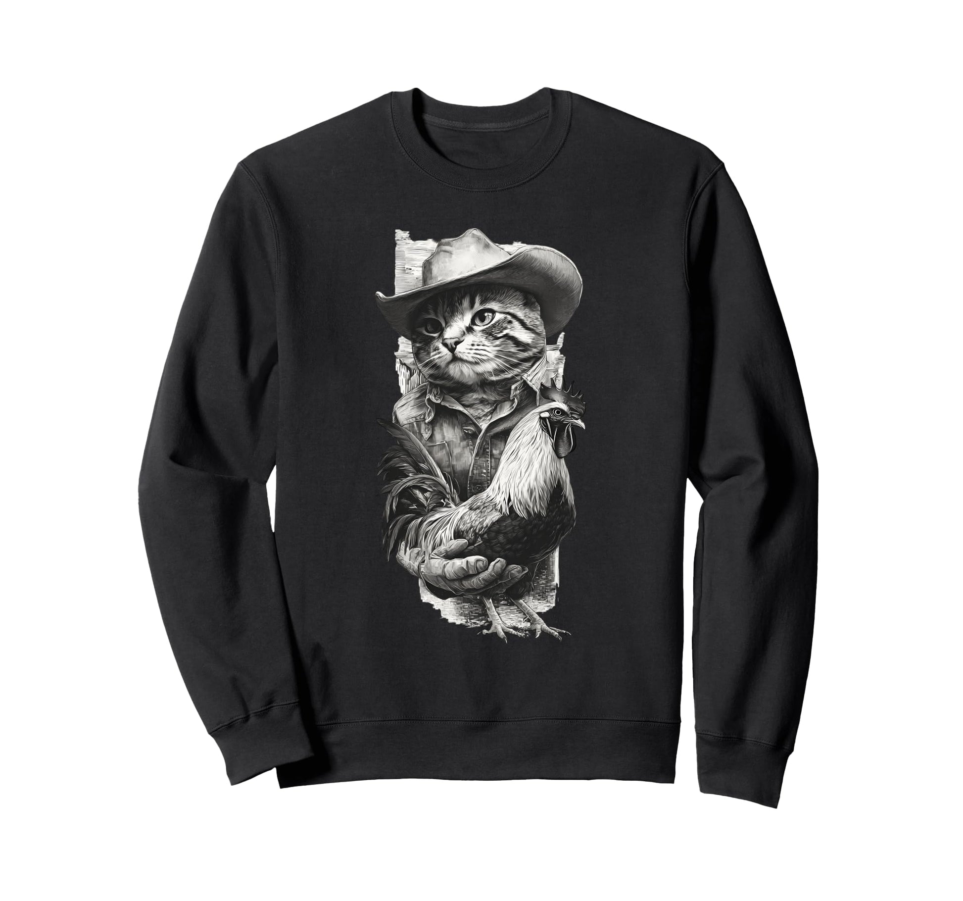 Cat Cowboy Western Country Cowgirl Sweatshirt - Graphic Print for Adults - T-Shirt, Sweatshirt, Hoodie