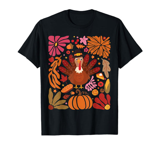 Boho Floral Turkey Colorful T-Shirt - Aesthetic Graphic Men Women - T-Shirt, Sweatshirt, Hoodie