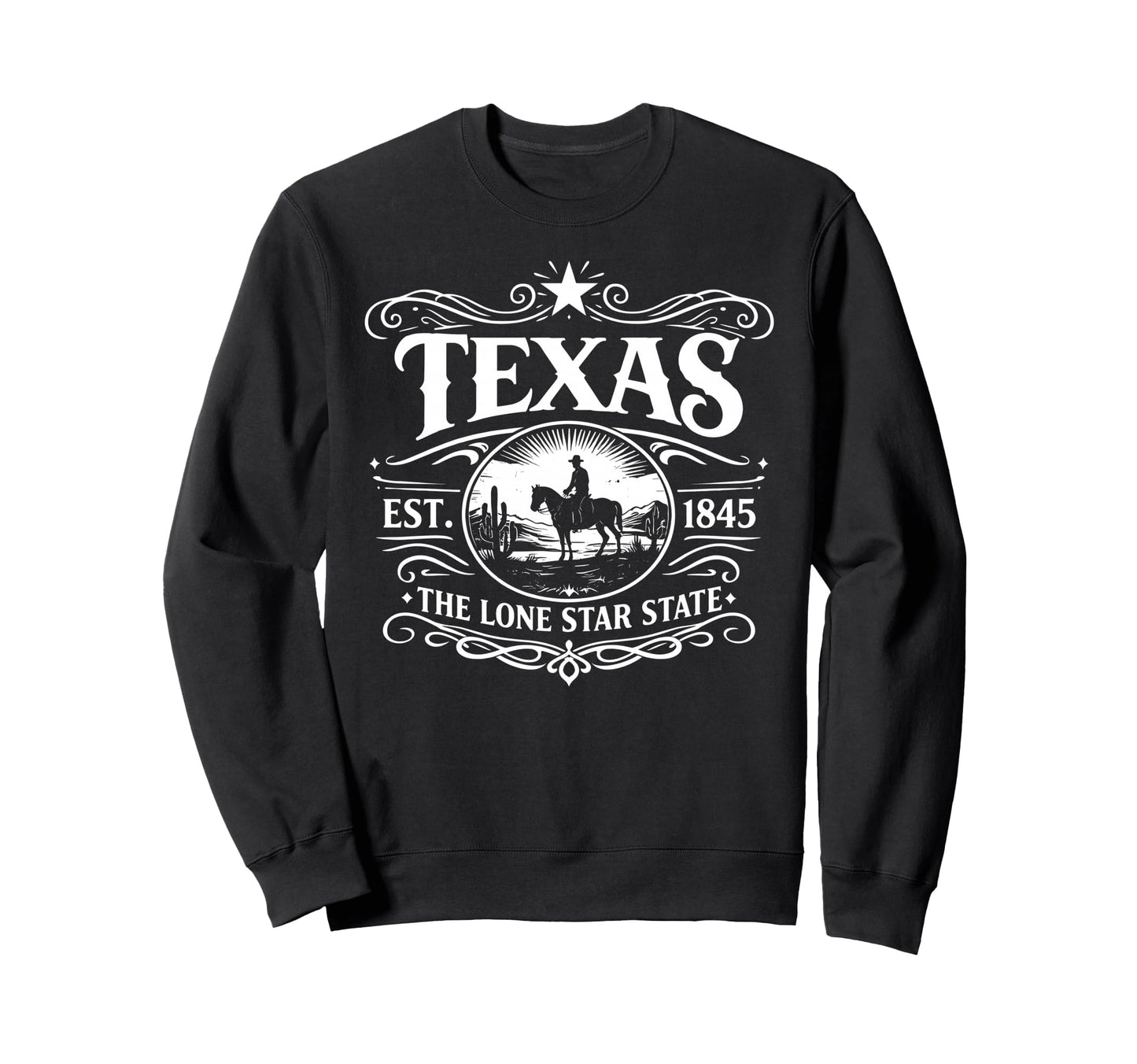 Texas Lone Star State Western Sweatshirt - Custom Art Print for Adults - T-Shirt, Sweatshirt, Hoodie