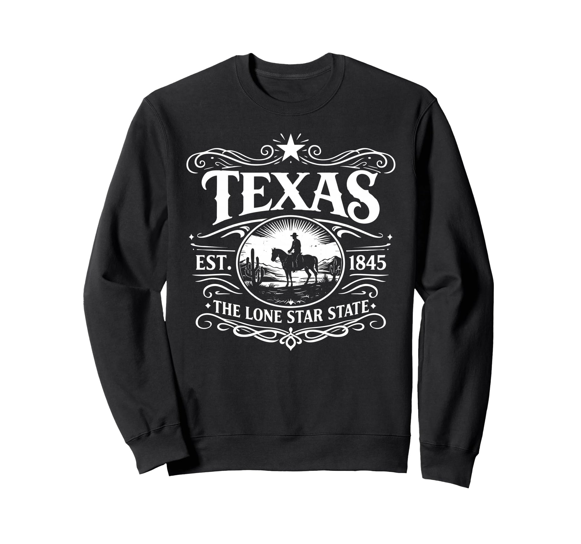 Texas Lone Star State Western Sweatshirt - Custom Art Print for Adults - T-Shirt, Sweatshirt, Hoodie