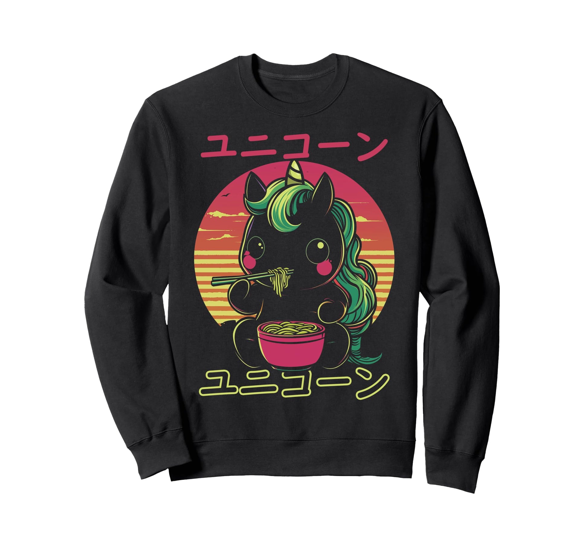 Kawaii Unicorn Ramen Japanese Sweatshirt - Fun Novelty Design for Adults - T-Shirt, Sweatshirt, Hoodie