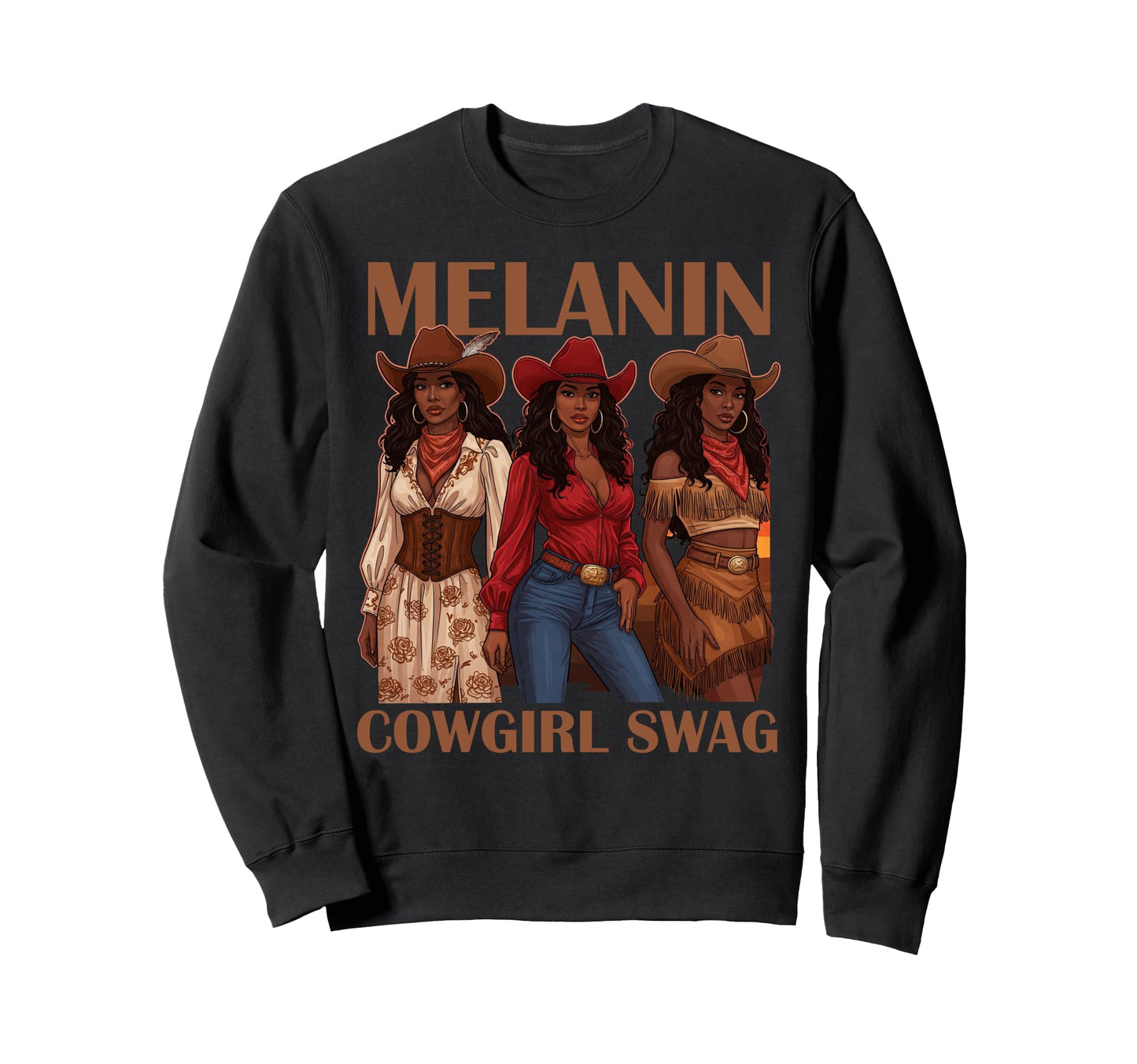 Lets Go Western Country Melanin Sweatshirt - Unique Graphic Men Women - T-Shirt, Sweatshirt, Hoodie