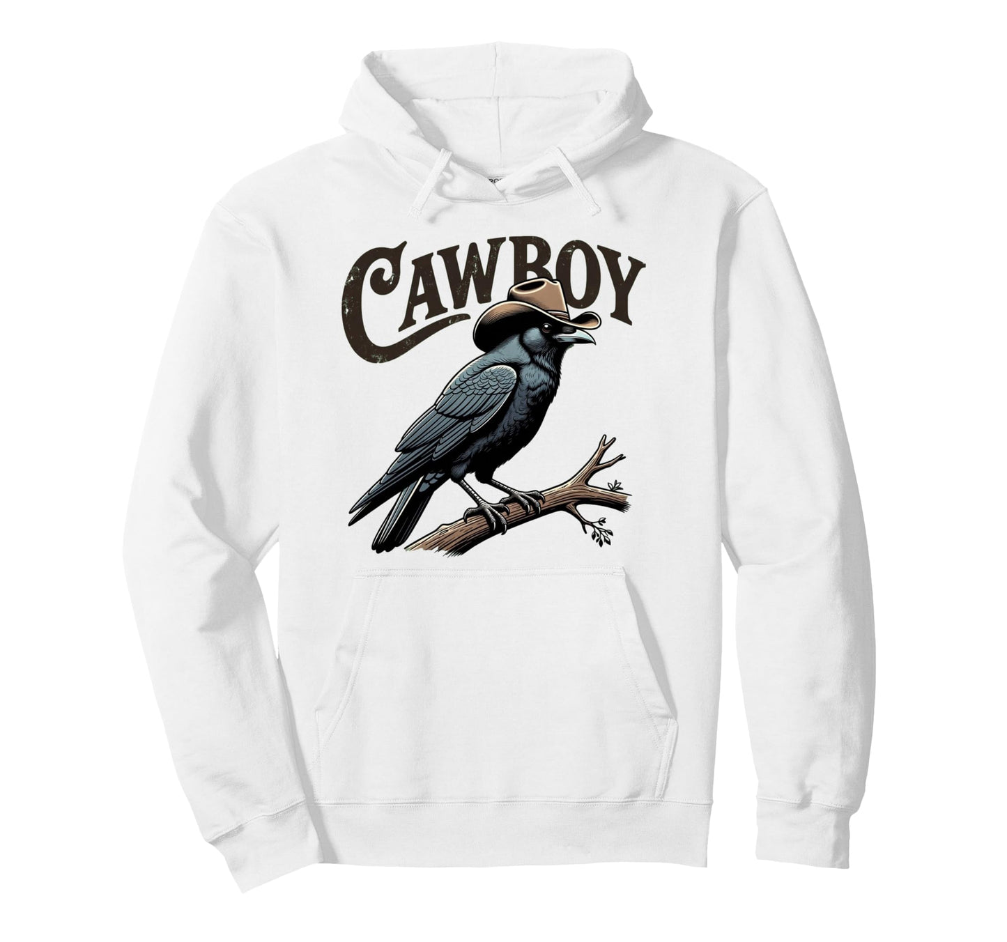 Cawboy Crow Funny Cowboy Raven Hoodie - Unique Graphic Men Women - T-Shirt, Sweatshirt, Hoodie
