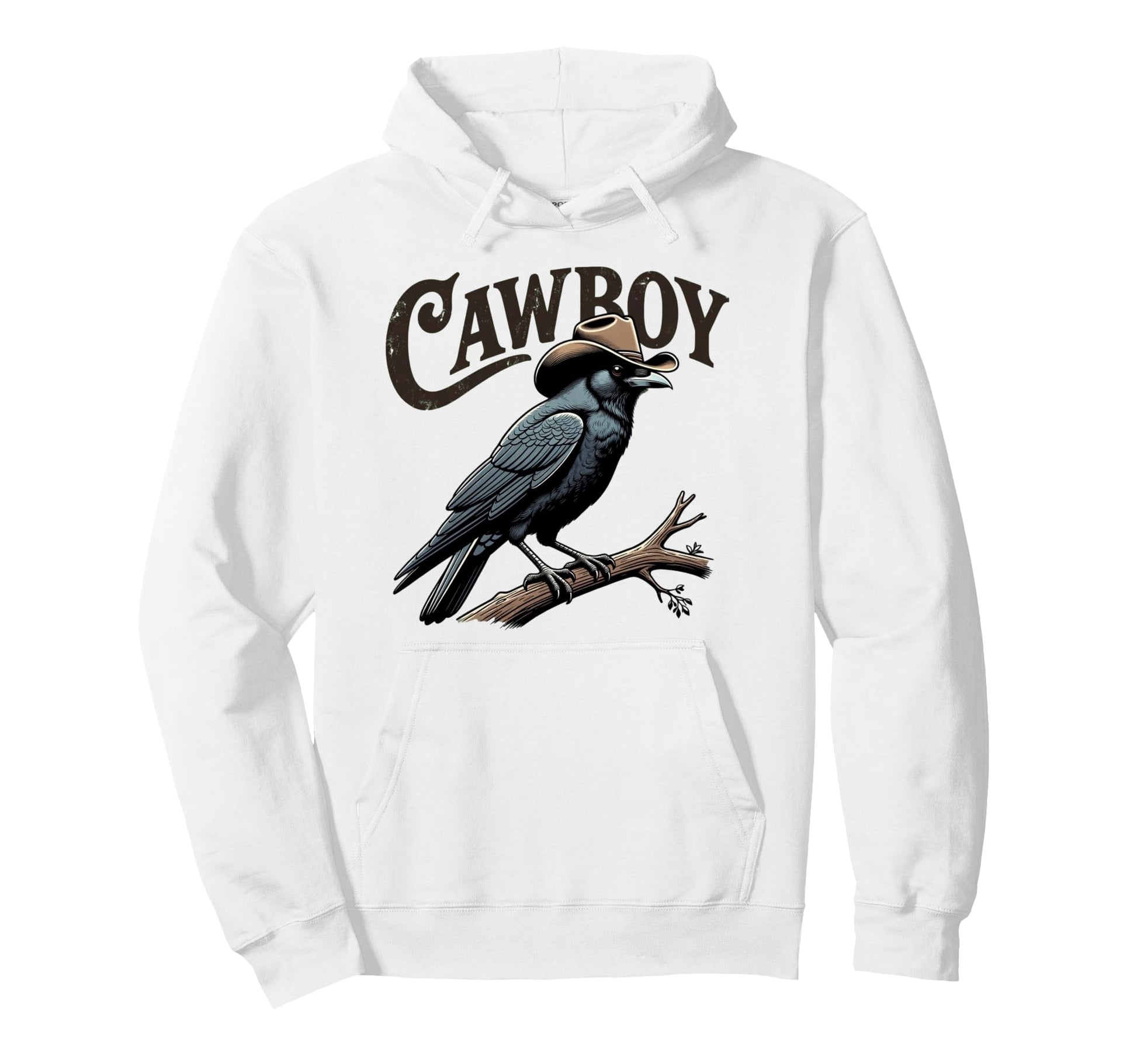 Cawboy Crow Funny Cowboy Raven Hoodie - Unique Graphic Men Women - T-Shirt, Sweatshirt, Hoodie