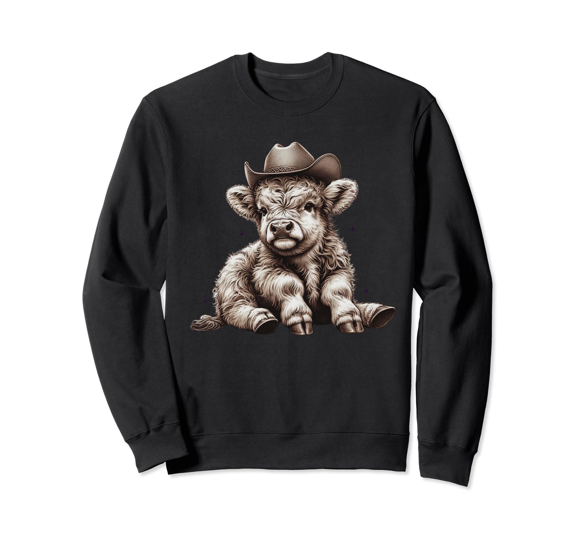 Highland Cow Cowgirl Cowboy Western Sweatshirt - Unique Graphic Unisex - T-Shirt, Sweatshirt, Hoodie