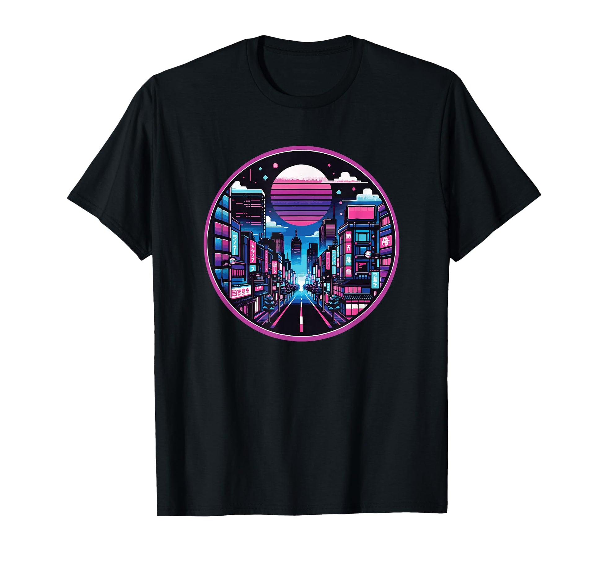 Tokyo Streets Nightscape Pixel T-Shirt - Graphic Print for Adults - T-Shirt, Sweatshirt, Hoodie