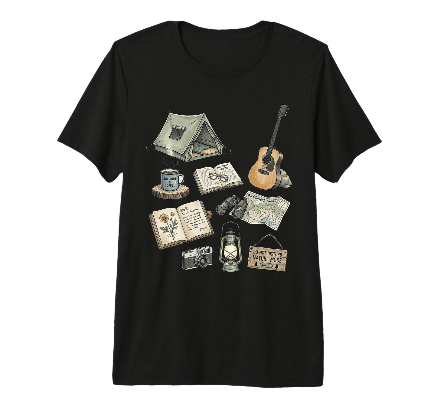 Solo Nature Camping Journal Forest T-Shirt - Custom Art Print Men Women - T-Shirt, Sweatshirt, Hoodie