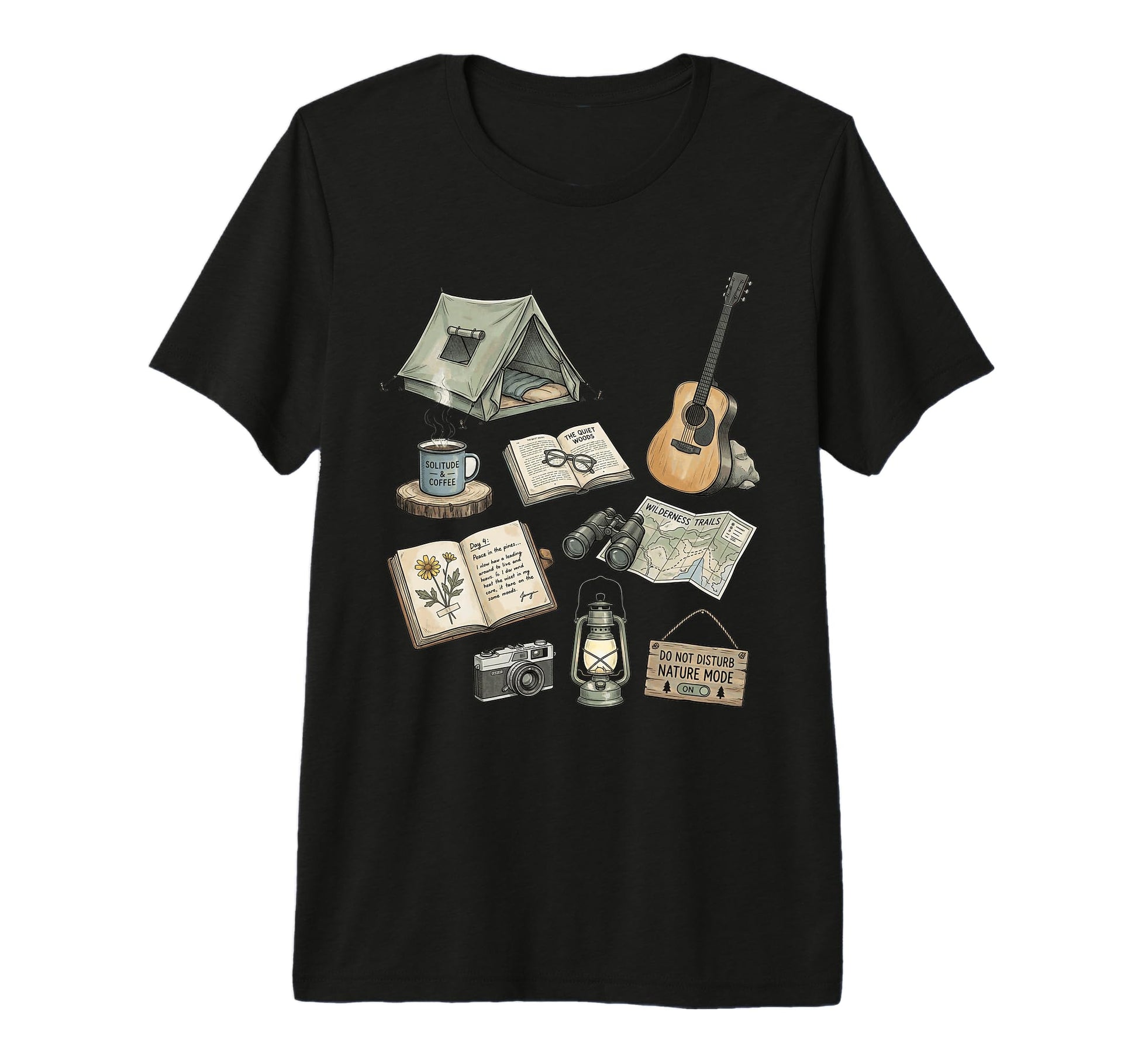 Solo Nature Camping Journal Forest T-Shirt - Custom Art Print Men Women - T-Shirt, Sweatshirt, Hoodie