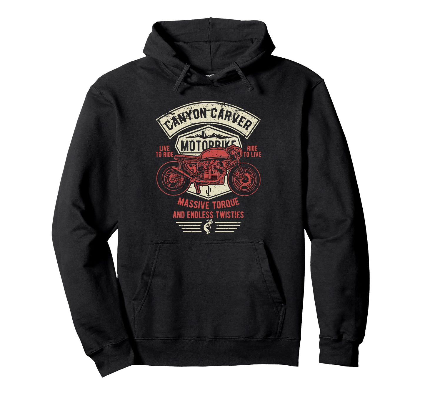 Canyon Carver Motorcycle Distressed Hoodie - Novelty Apparel for Adults - T-Shirt, Sweatshirt, Hoodie