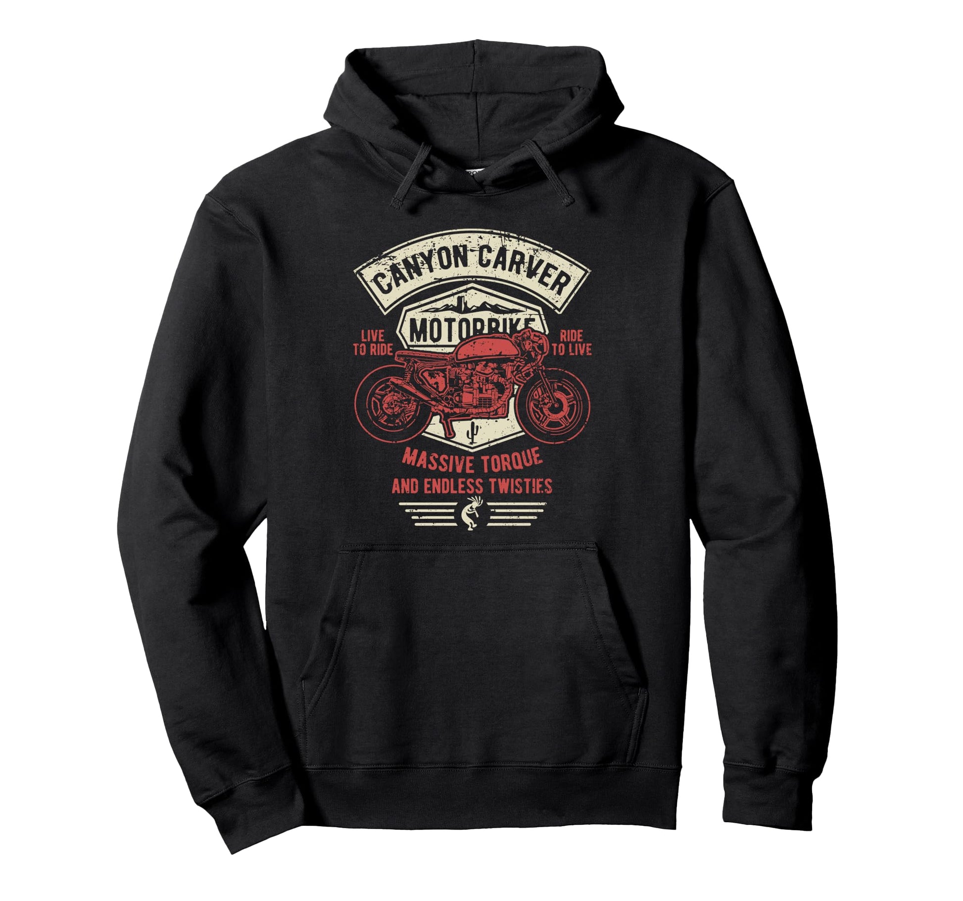 Canyon Carver Motorcycle Distressed Hoodie - Novelty Apparel for Adults - T-Shirt, Sweatshirt, Hoodie