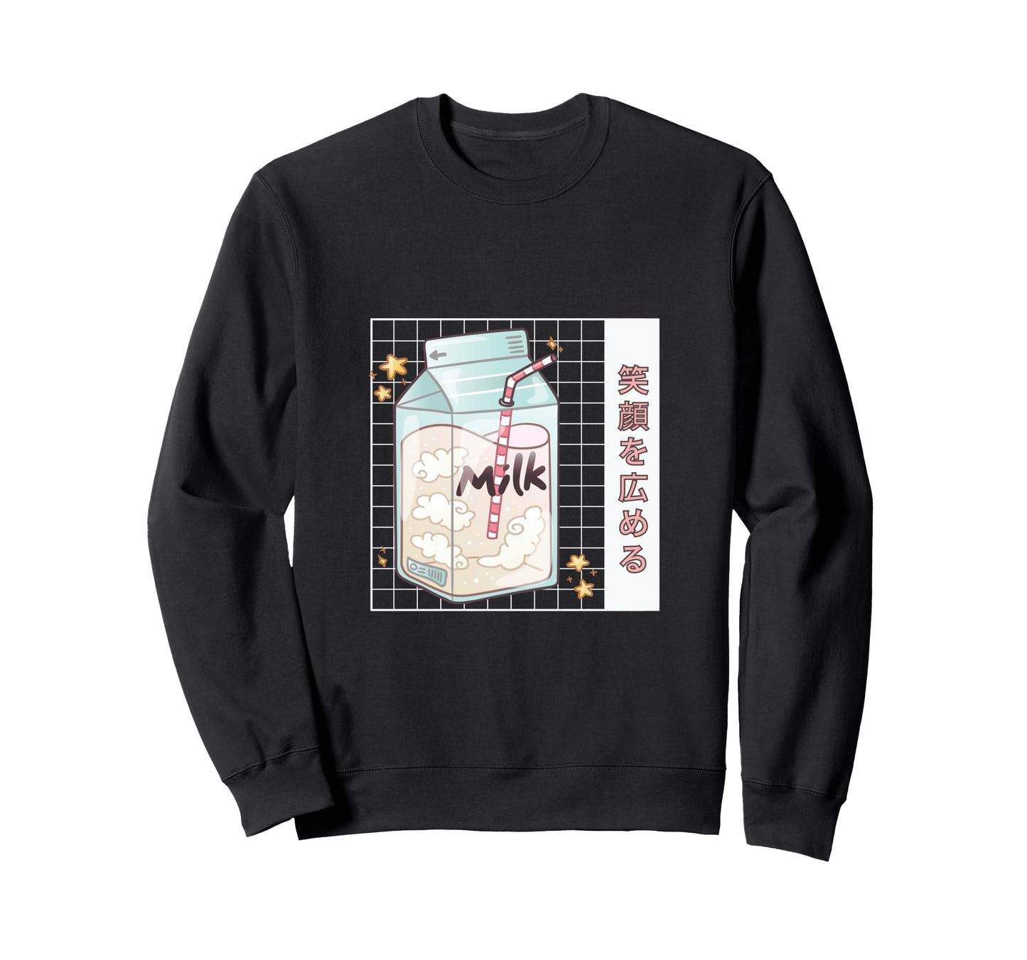 Vaporwave Japanese Milk Kawaii Sweatshirt - Minimalist Print Men Women - T-Shirt, Sweatshirt, Hoodie