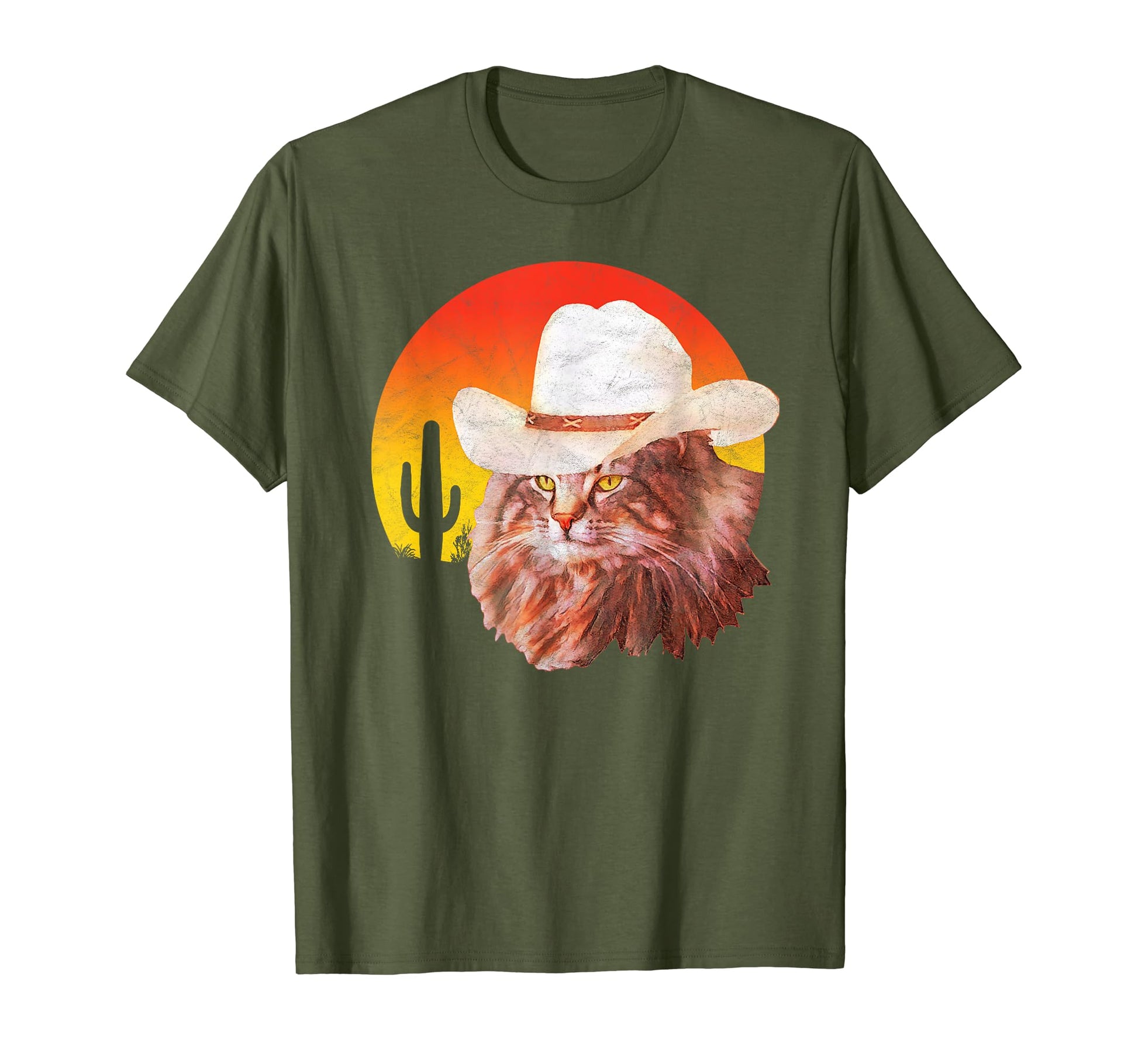 Meowdy Funny Country Music Cat Cowboy Hat T-Shirt - Graphic Print Unisex - T-Shirt, Sweatshirt, Hoodie