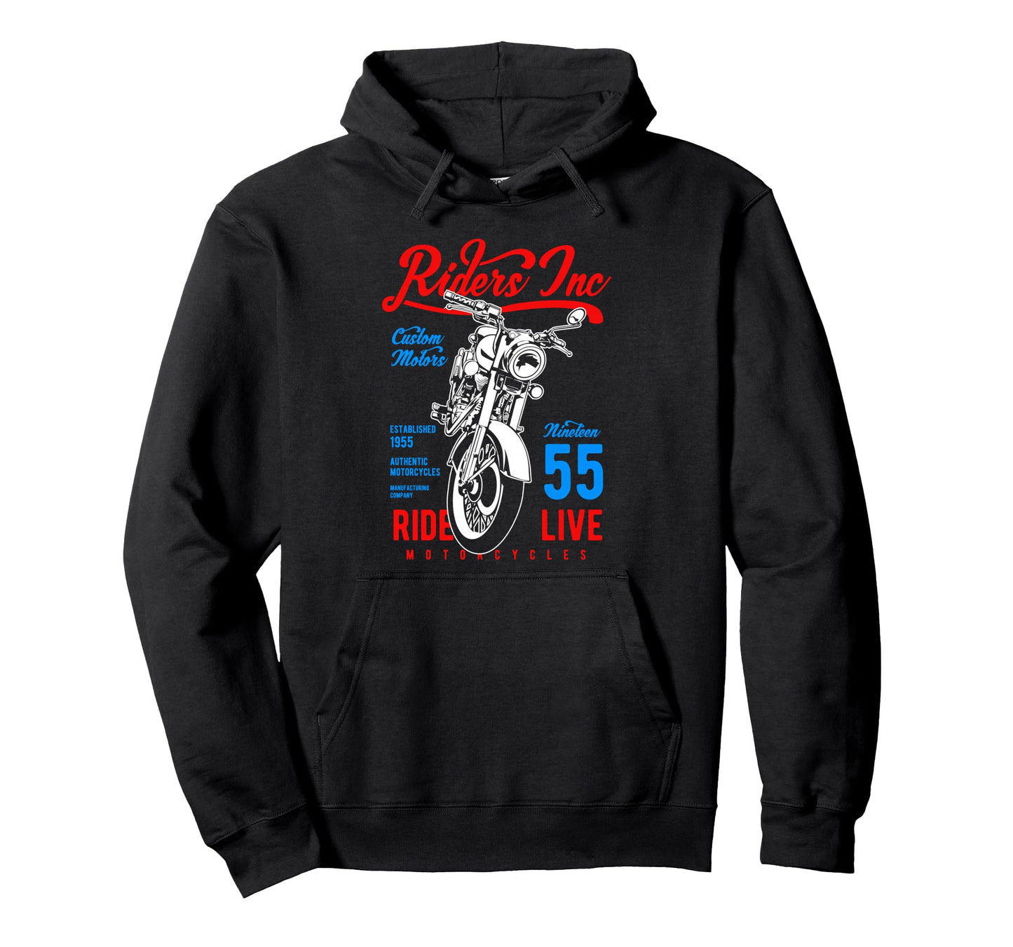Riders Inc 1955 Motorcycle Hoodie - Aesthetic Graphic for Adults - T-Shirt, Sweatshirt, Hoodie