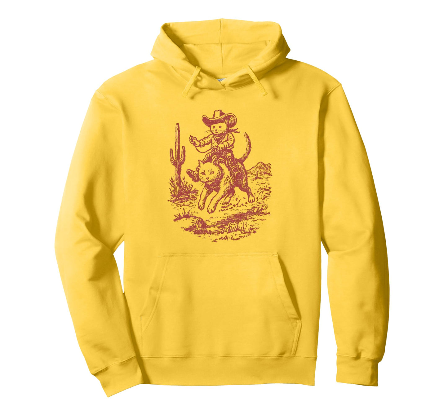Cowboy Mouse Riding Cat Western Hoodie - Fun Novelty Design Men Women - T-Shirt, Sweatshirt, Hoodie