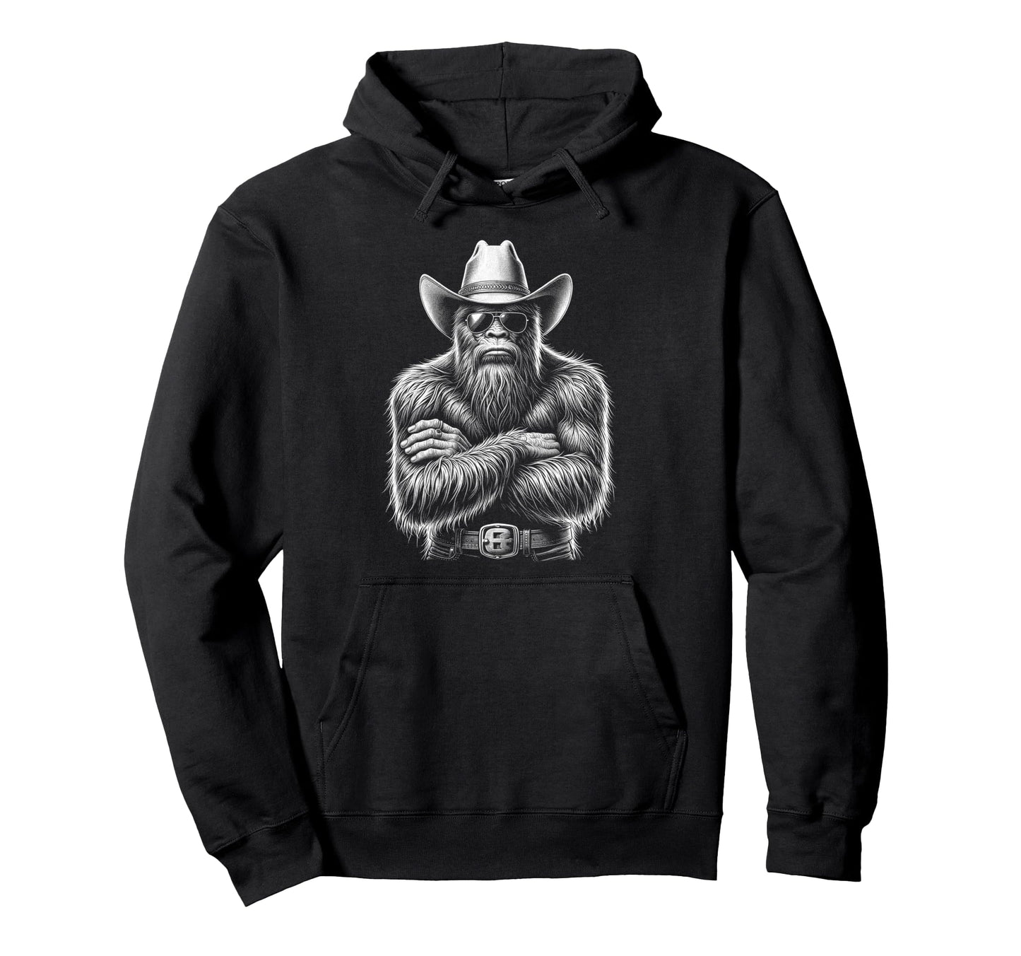 Bigfoot Sasquatch Funny Cowboy Cryptid Hoodie - Trendy Graphic Men Women - T-Shirt, Sweatshirt, Hoodie