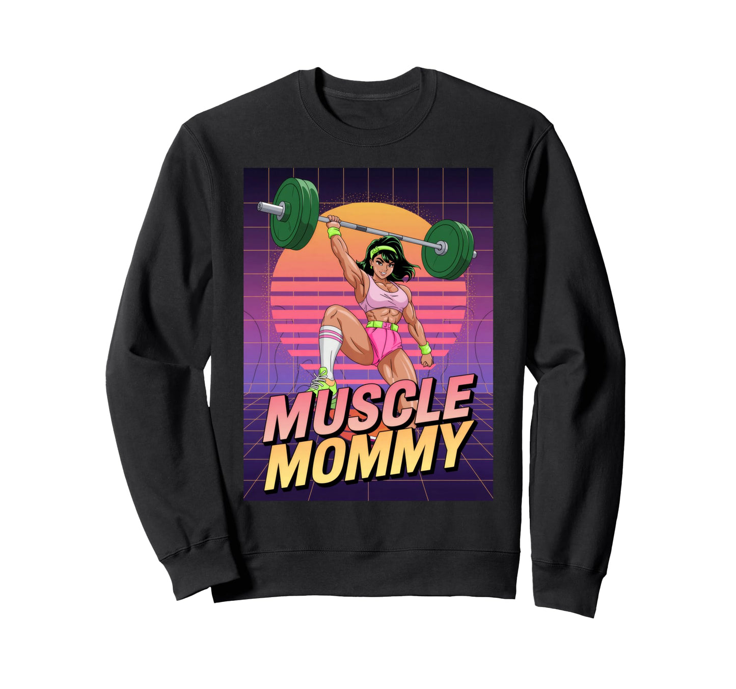 Anime Muscle Mommy Weightlifting Fitness Sweatshirt - Graphic Print Unisex - T-Shirt, Sweatshirt, Hoodie