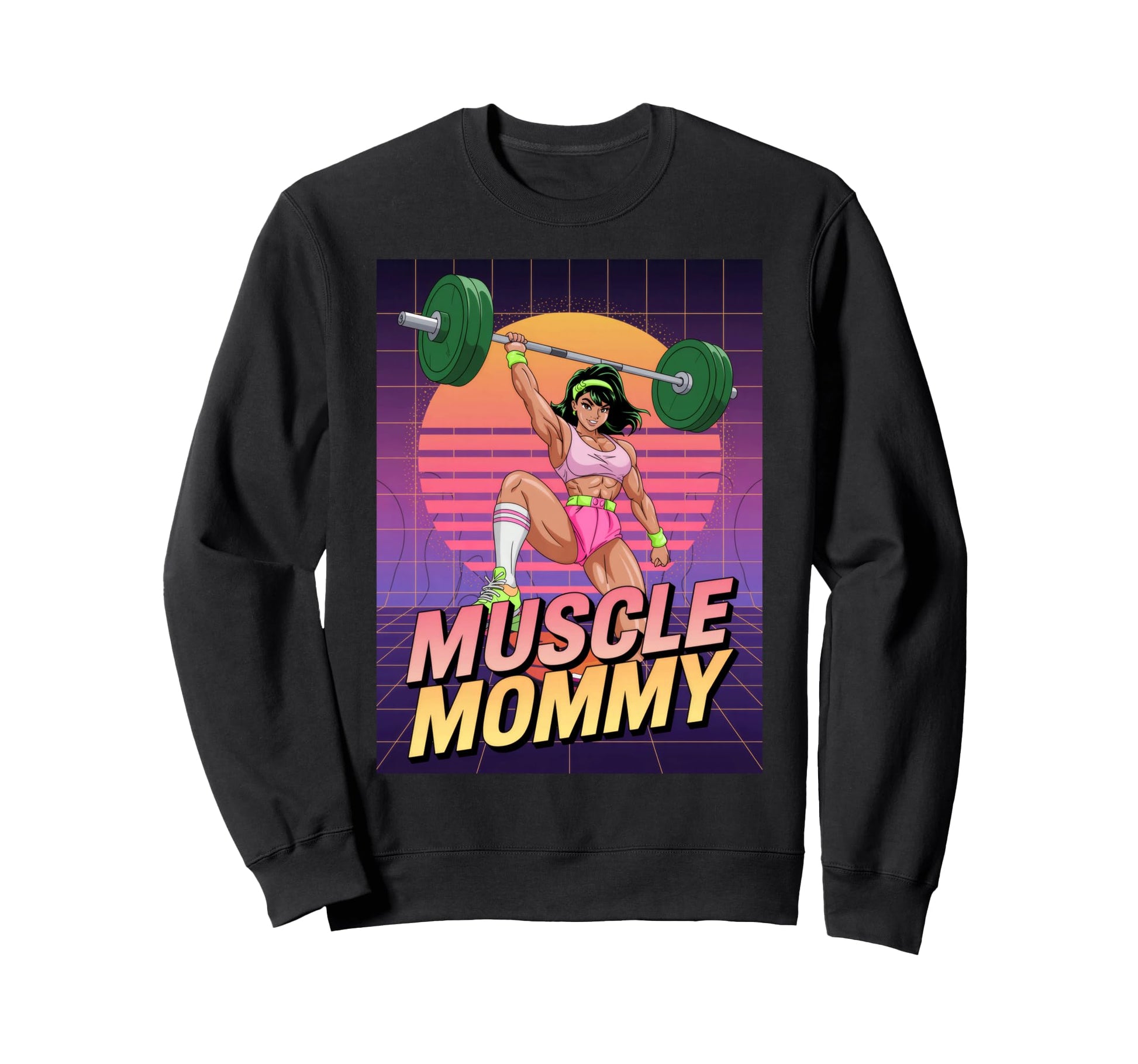 Anime Muscle Mommy Weightlifting Fitness Sweatshirt - Graphic Print Unisex - T-Shirt, Sweatshirt, Hoodie