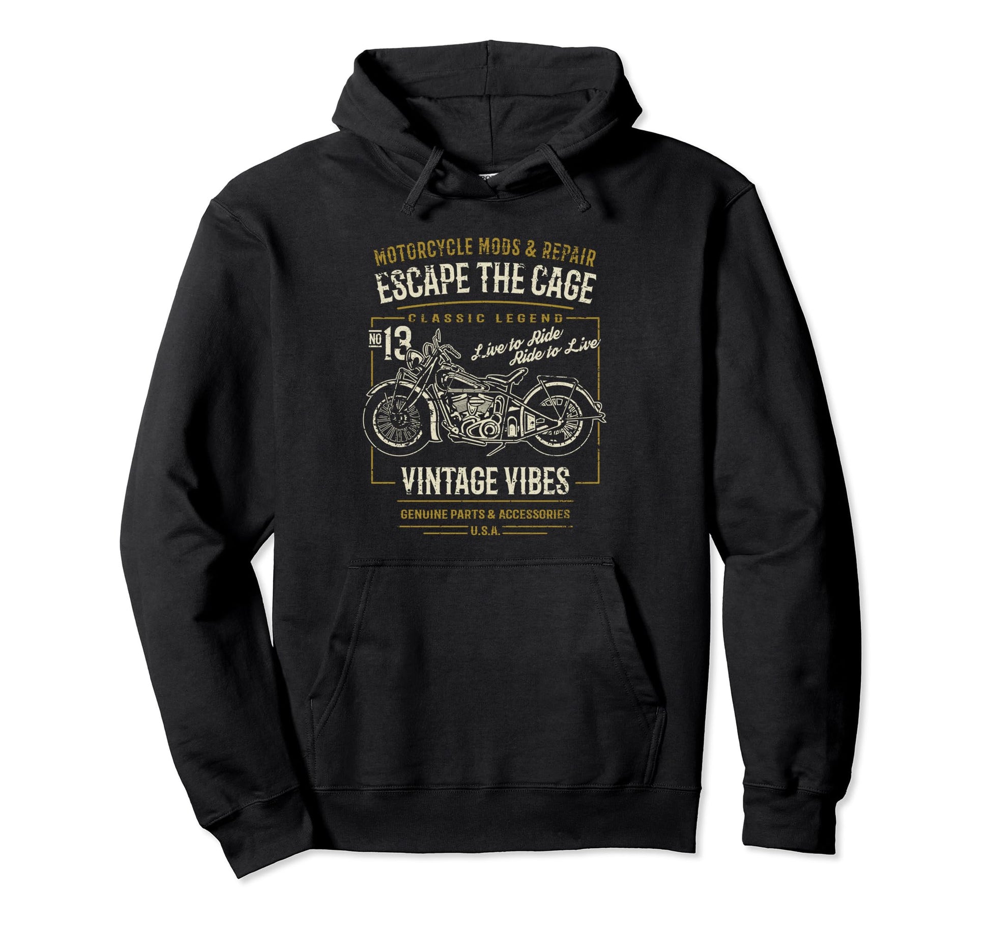 Motorcycle Distressed Hoodie - Minimalist Print Men Women - T-Shirt, Sweatshirt, Hoodie