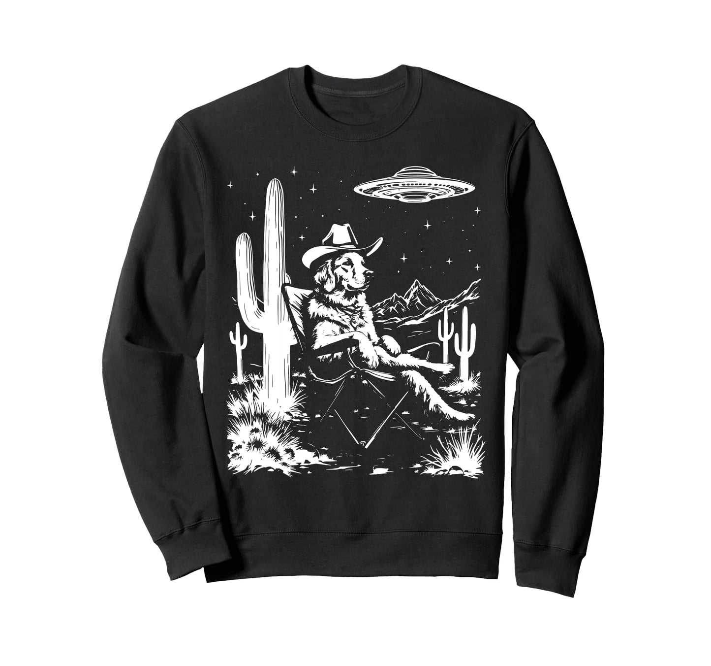 Howdy Golden Retriever Ufo Cowboy Hat Sweatshirt - Streetwear Style Unisex - T-Shirt, Sweatshirt, Hoodie
