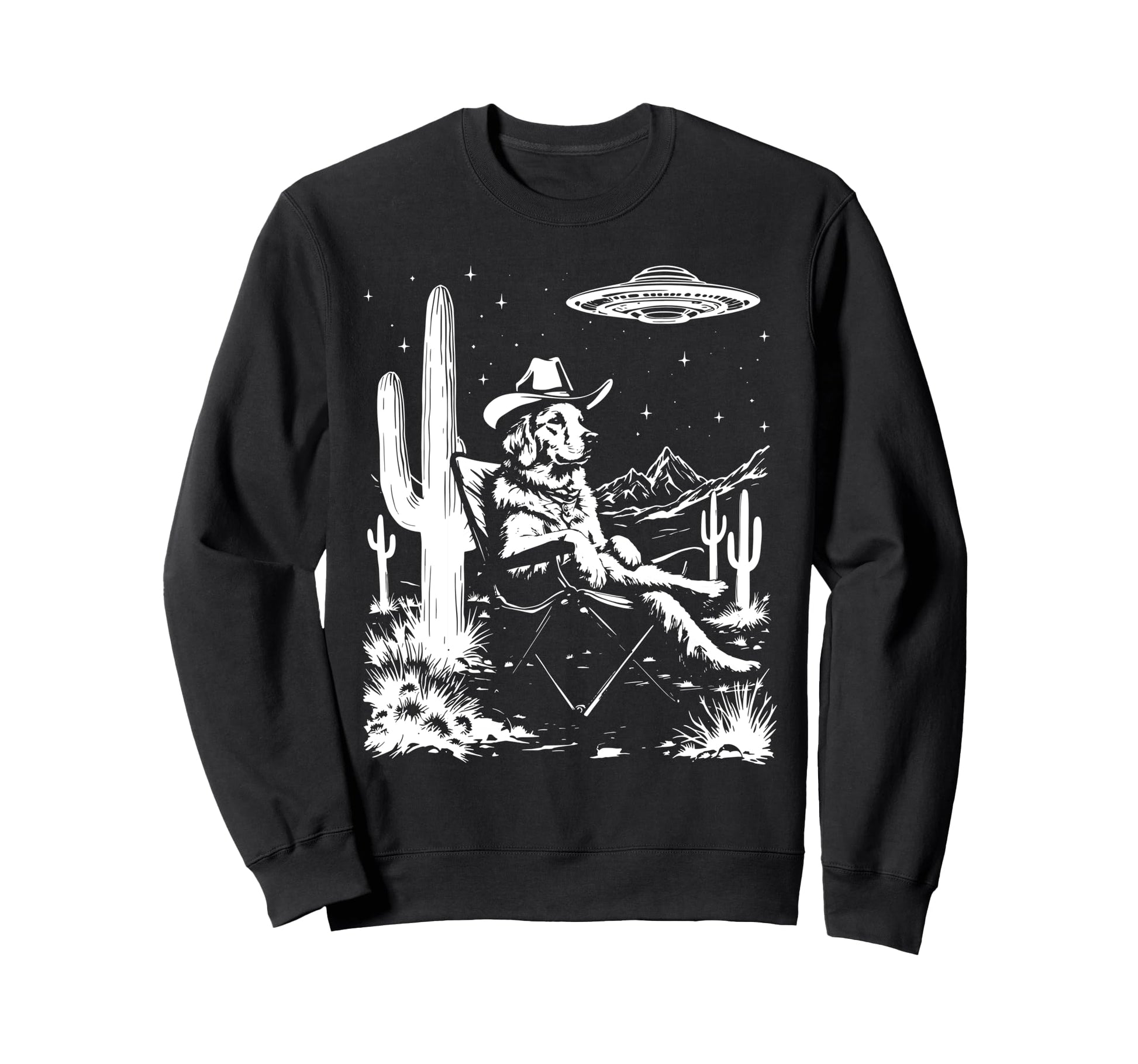 Howdy Golden Retriever Ufo Cowboy Hat Sweatshirt - Streetwear Style Unisex - T-Shirt, Sweatshirt, Hoodie