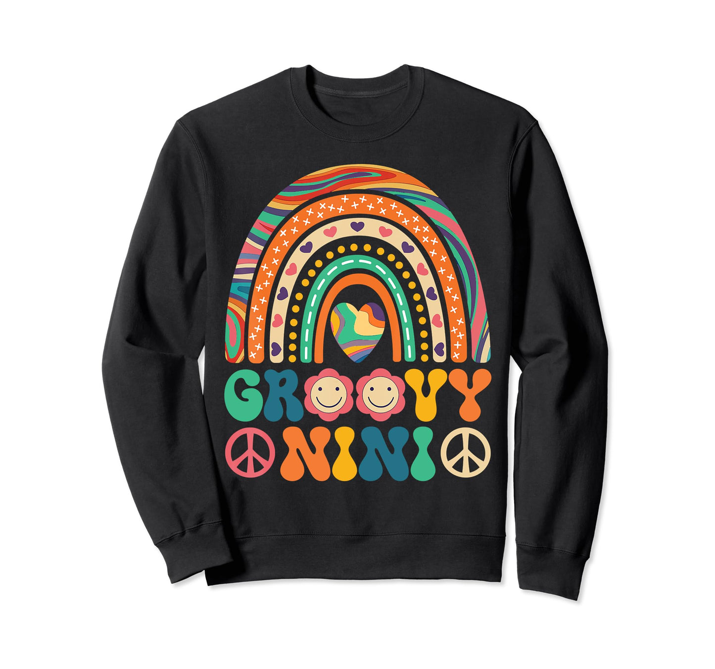 Groovy Nini Rainbow Colorful Flowers Sweatshirt - Streetwear Style Unisex - T-Shirt, Sweatshirt, Hoodie