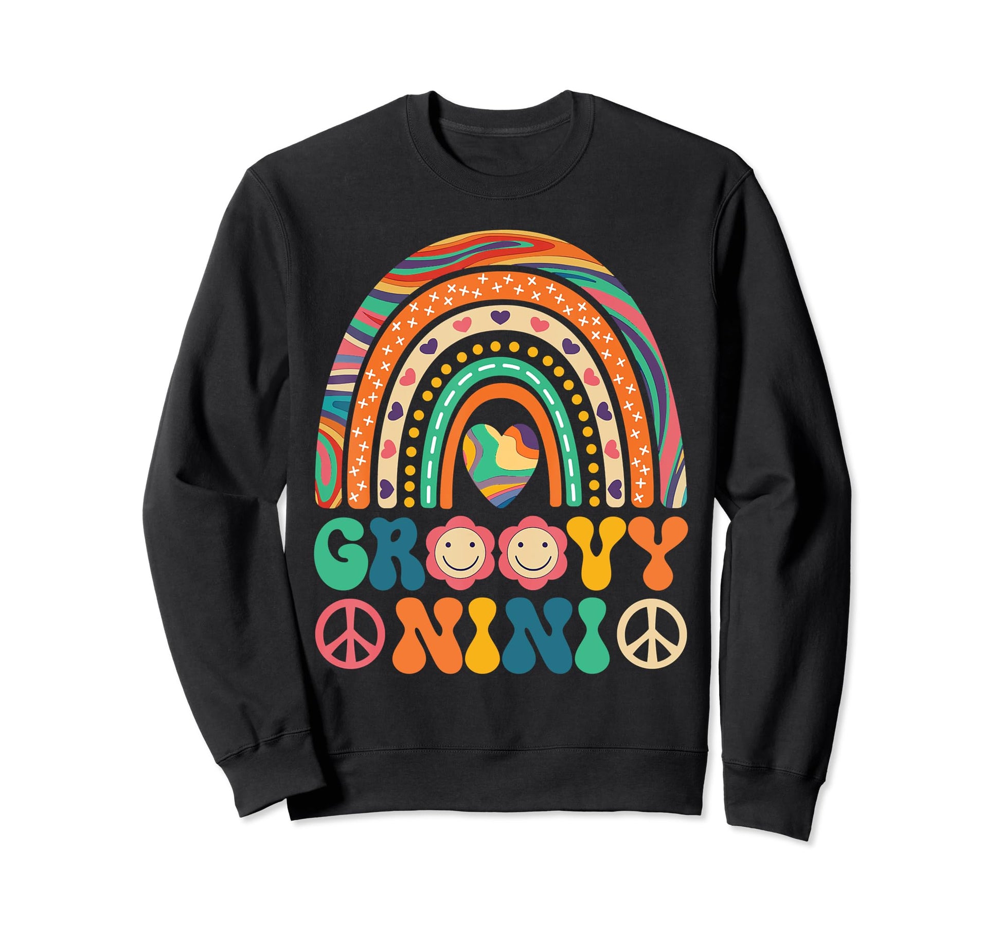 Groovy Nini Rainbow Colorful Flowers Sweatshirt - Streetwear Style Unisex - T-Shirt, Sweatshirt, Hoodie