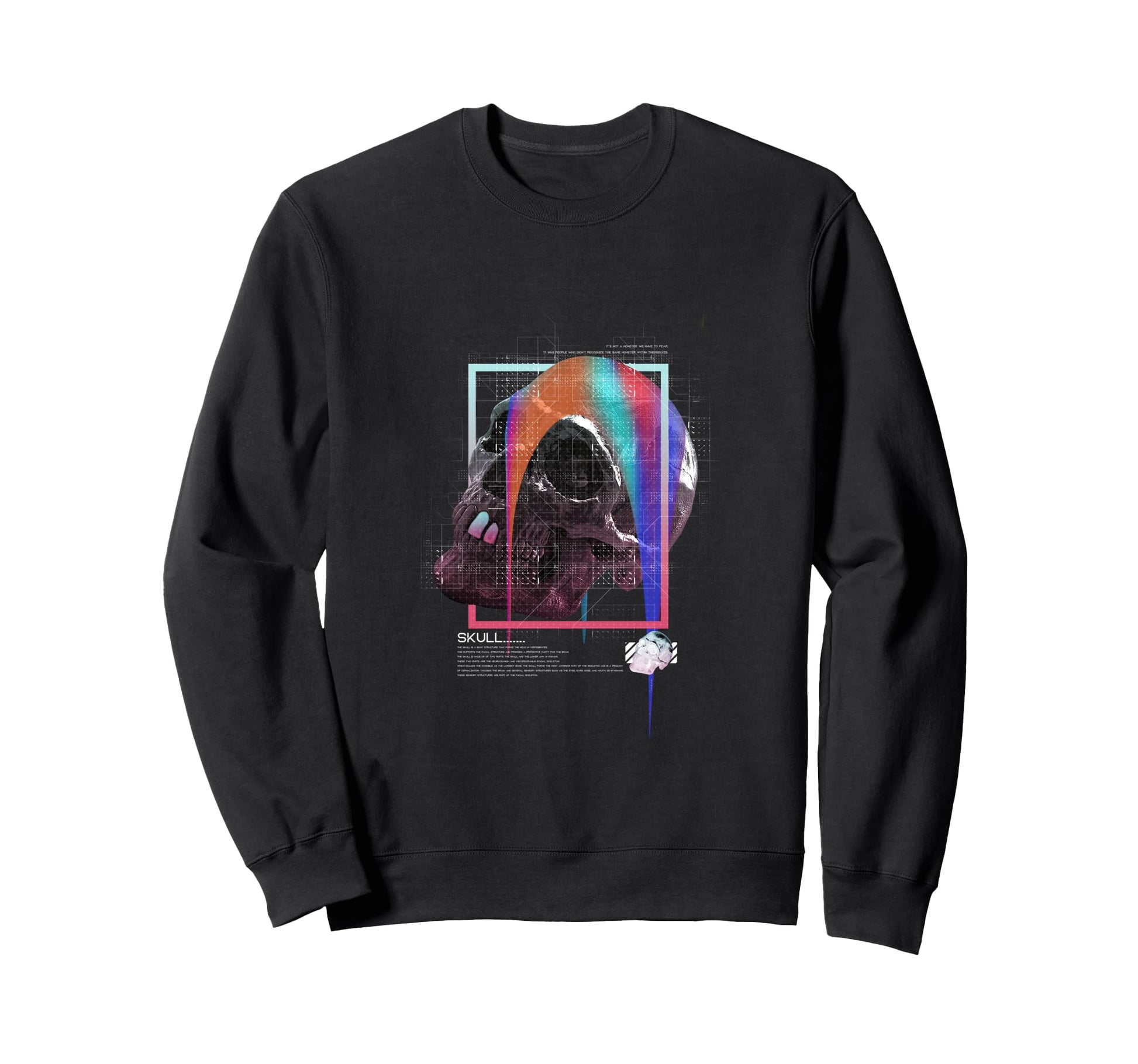 Rainbow Skull Aesthetic Edgy Sweatshirt - Casual Everyday Wear Men Women - T-Shirt, Sweatshirt, Hoodie