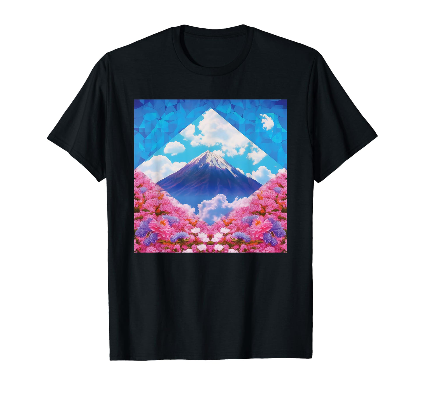 Vaporwave Mount Fuji Japanese Sakura T-Shirt - Graphic Print Men Women - T-Shirt, Sweatshirt, Hoodie