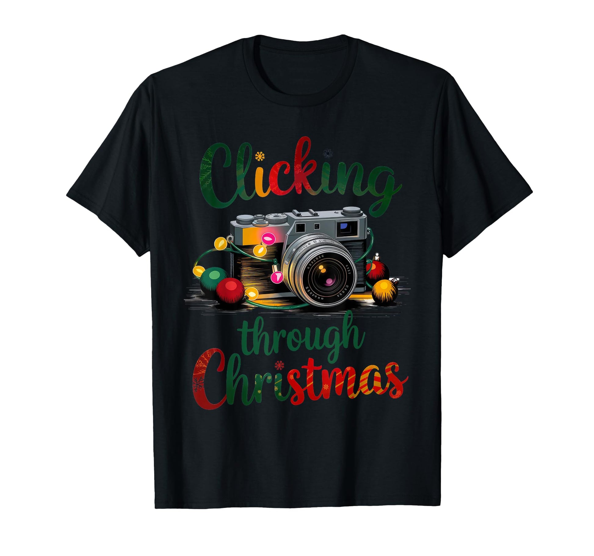 Clicking Through Camera Holiday Light T-Shirt - Novelty Apparel Men Women - T-Shirt, Sweatshirt, Hoodie